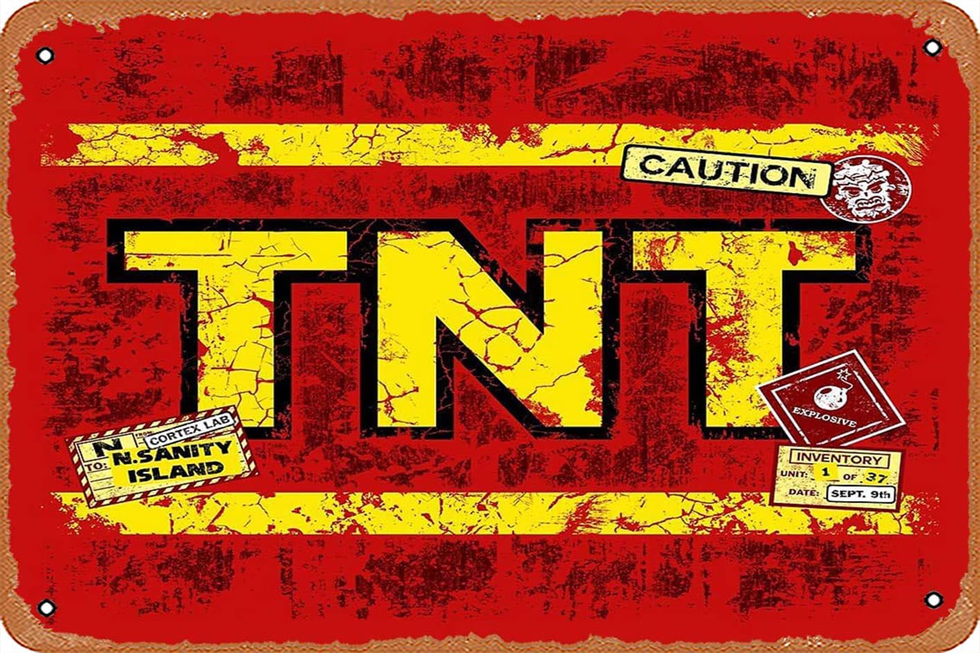 N.Sane TNT Poster – Cartel de decoración de pared, 8 x 12 pulgadas, letrero de metal de aspecto vintage, bar, decoración artística de Man Cave.