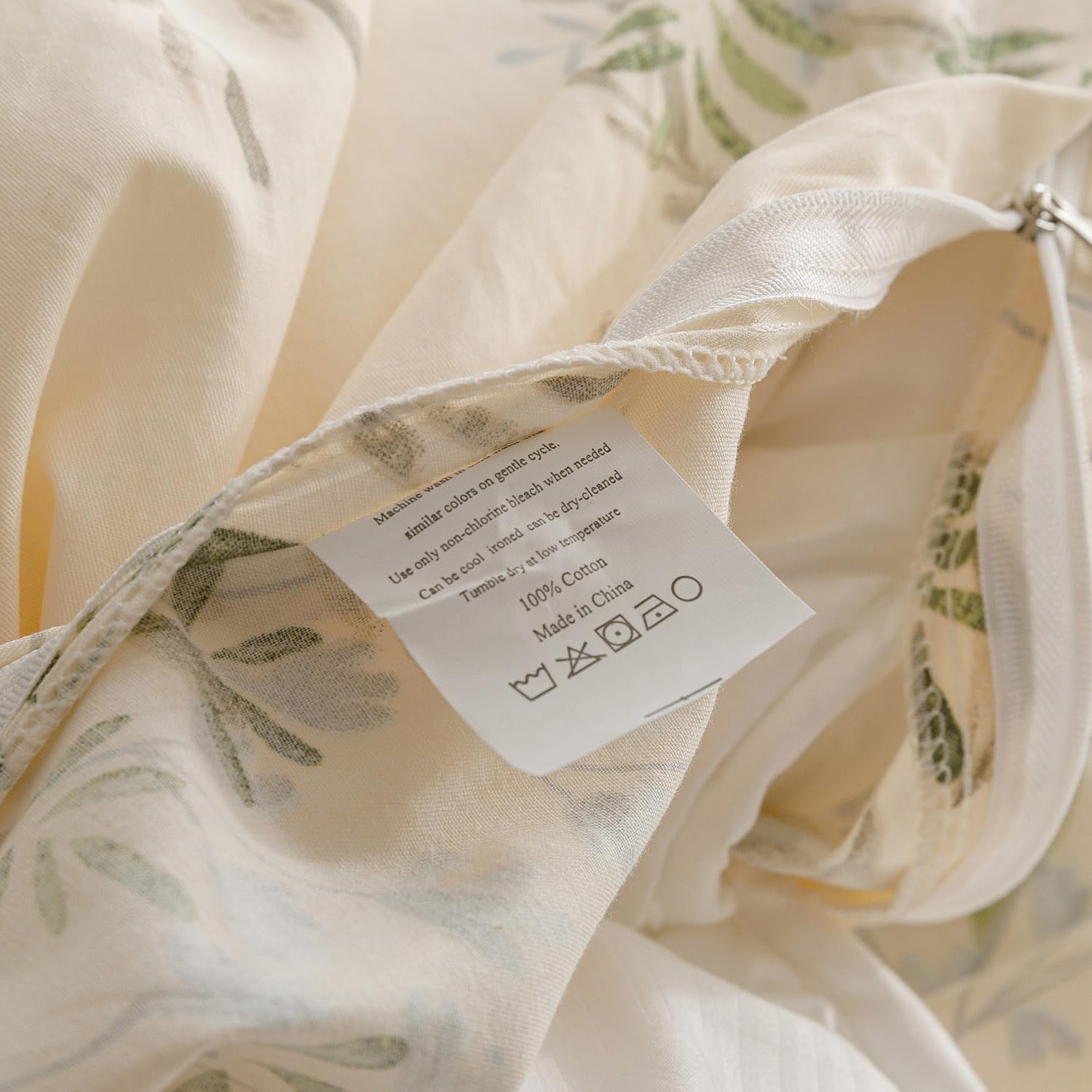 ECOCOTT – Juego de funda de edredón con diseño de jardín floral elegante, blanco, 3 piezas, 100% algodón natural, 1 funda de edredón con cremallera
