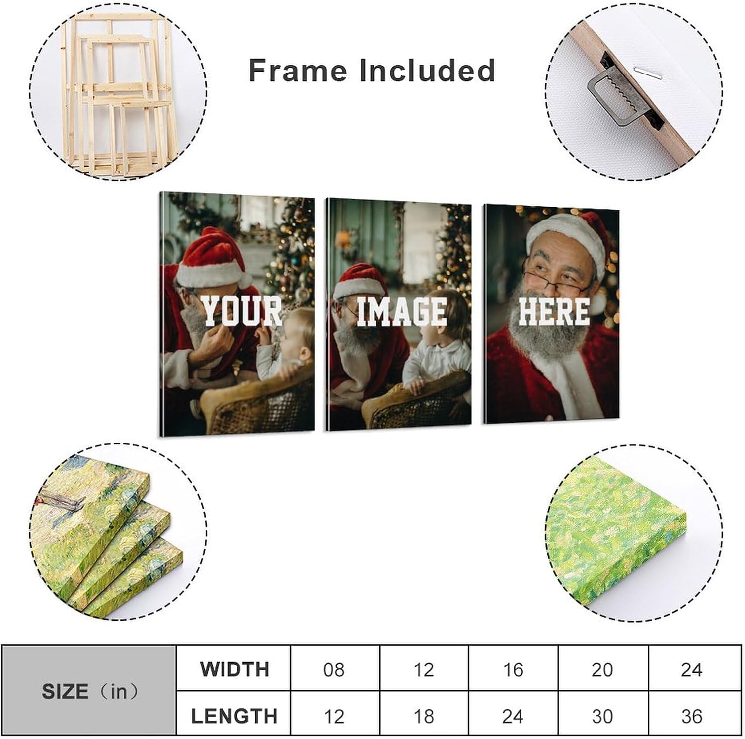 Juego de arte de pared de 3 paneles, impresión de póster personalizada, impresiones de lienzo personalizadas con tus fotos, arte de pared