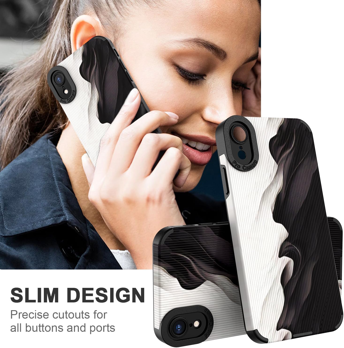 Funda de silicona compatible con iPhone XR para mujeres y niñas, TPU suave antigolpes, diseño aerodinámico de silicona, color negro