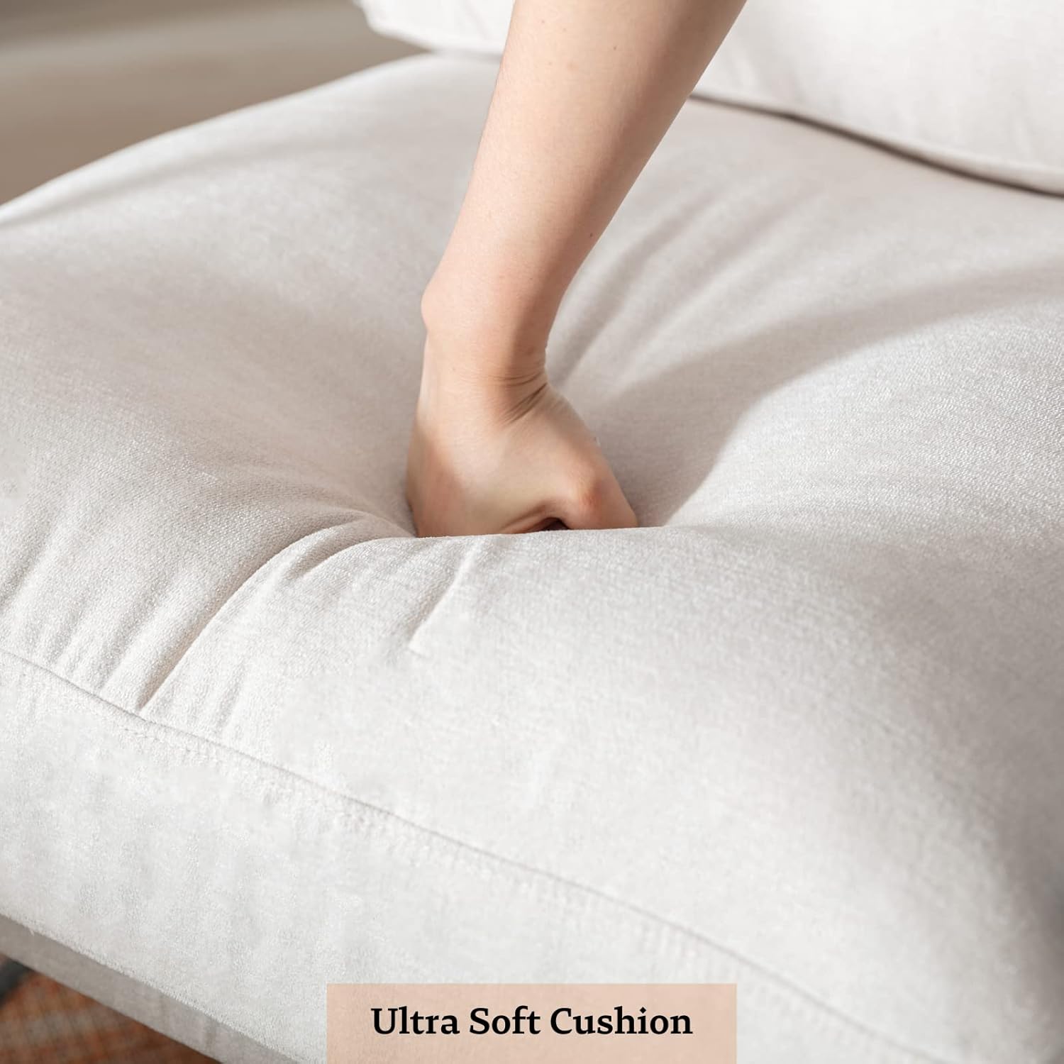 LukeAlon Silla decorativa de felpilla de mediados de siglo, silla de sala de estar ultra suave con patas de metal, sillón moderno tapizado cómodo