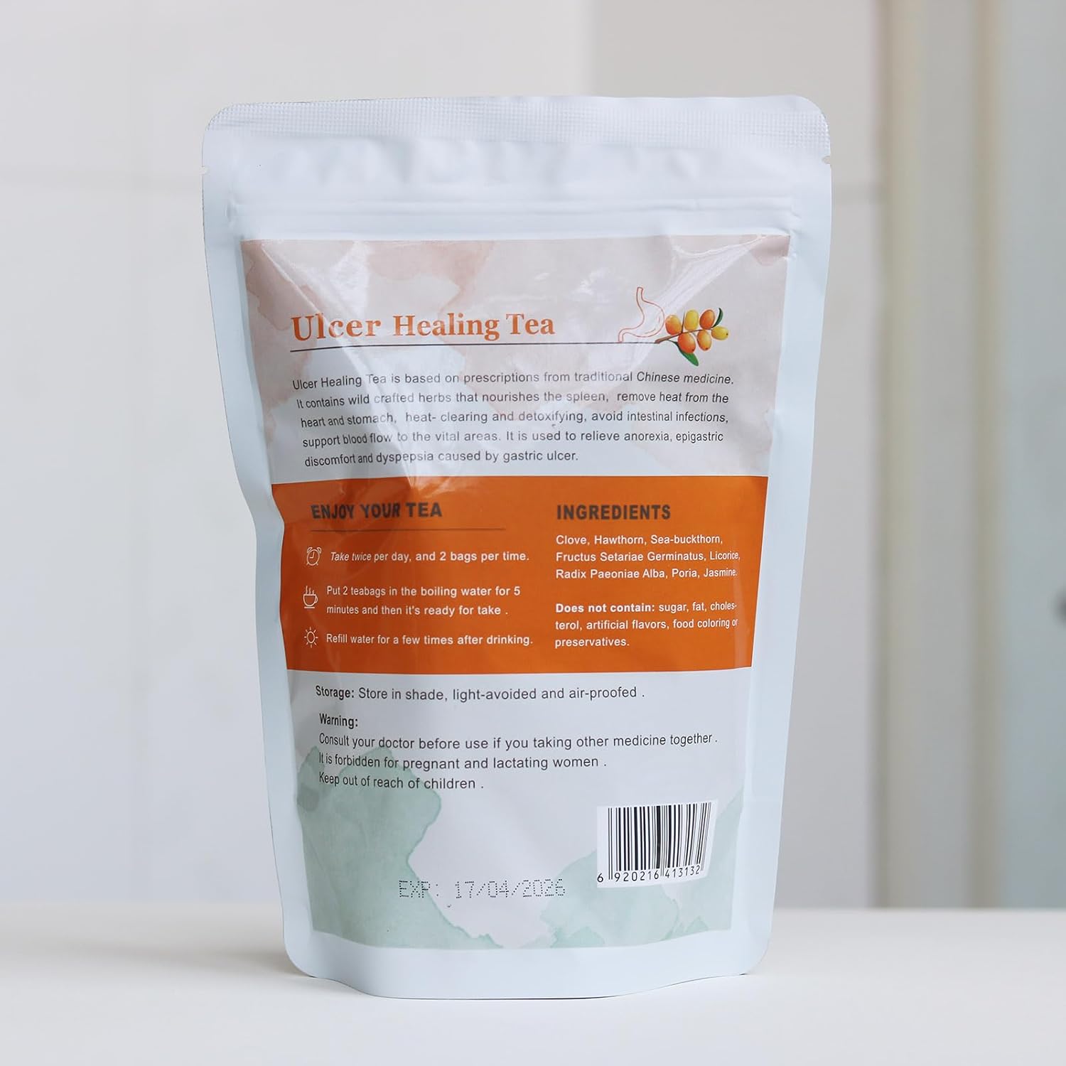 Wins Town Té curativo de úlceras, alivio de gastritis y acidez estomacal, té nutritivo diario para el estómago, 30 bolsas de té