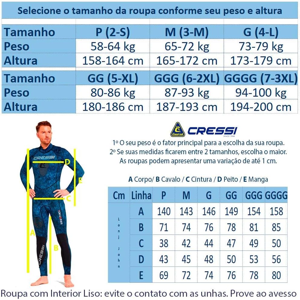Cressi Traje de neopreno de una pieza de pesca submarina y apnea con almohadilla de pecho, protección de rodilla, diseño anatómico – Tokugawa