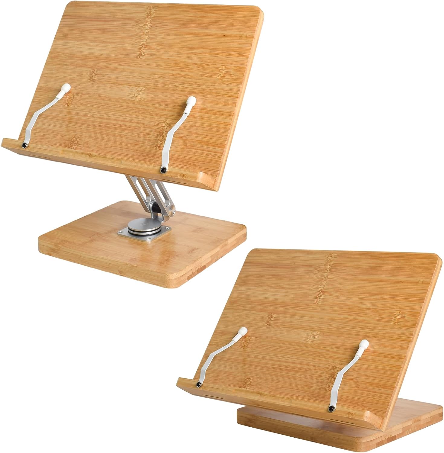 Crocqett – Soporte de libro para lectura, ajustable giratorio de 360 grados, con clips de página, soporte grande para libros de cocina, música,