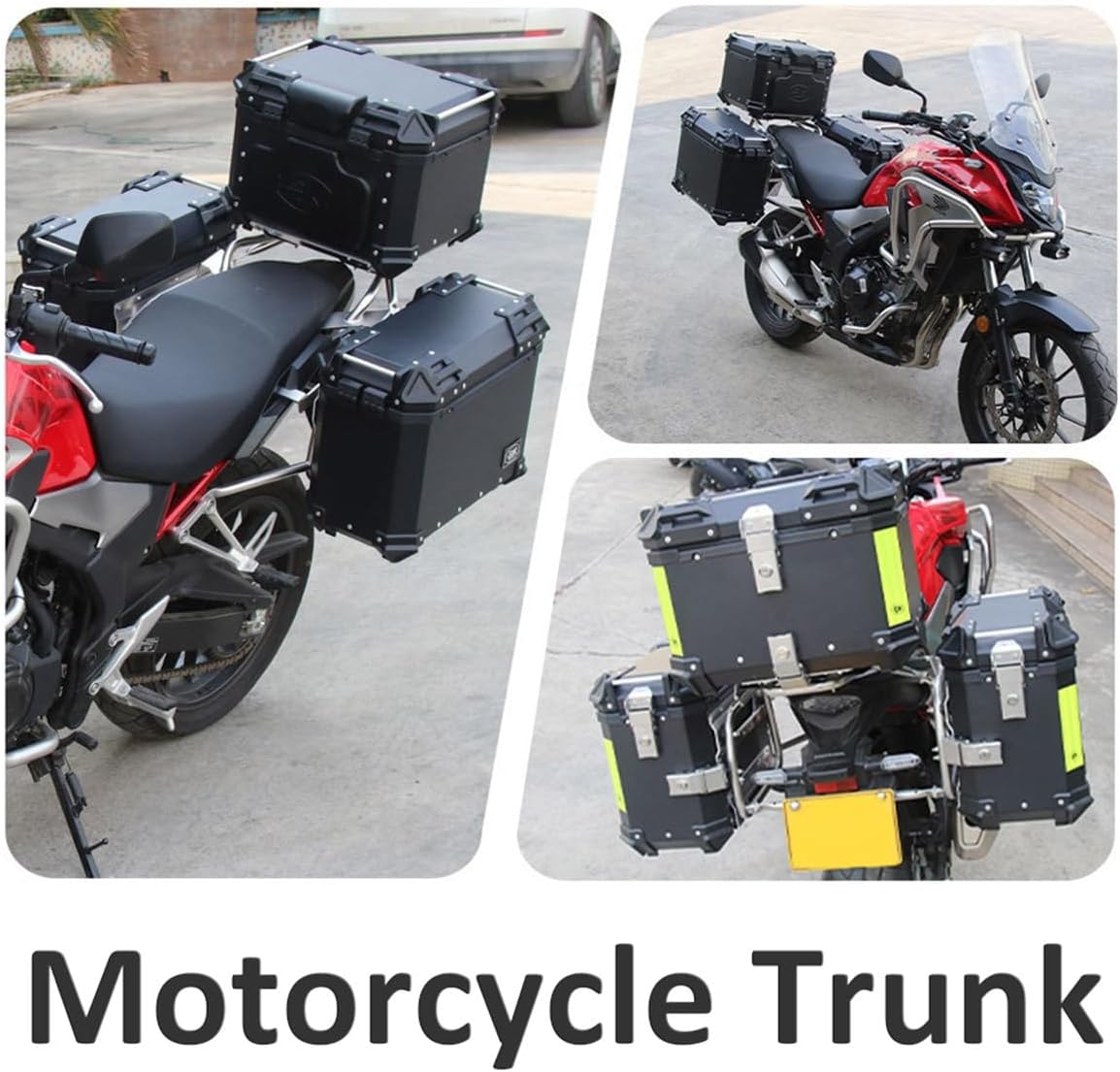 Maletas laterales para motocicleta, 38L de motocicleta de lado duro, alforjas para maletero Tour, maletín lateral negroplateado (color negro, tamaño