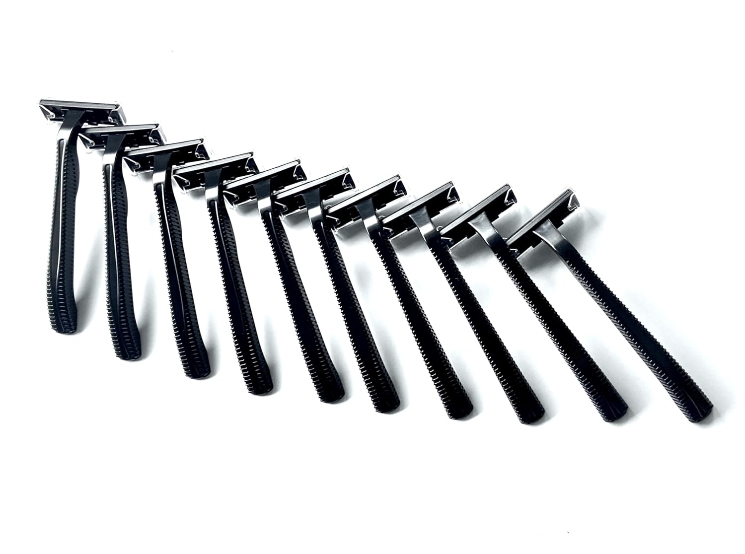 100 cuchillas de afeitar desechables de bajo costo en color rosa y negro a granel, afeitadoras de calidad hotelera de acero inoxidable de doble hoja
