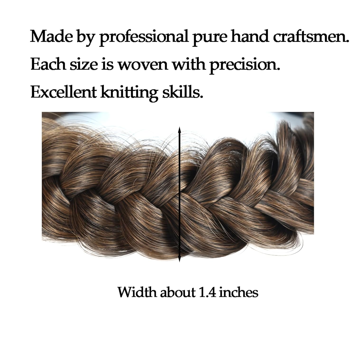 Diadema trenzada de 2 hebras, clásica, gruesa, trenzada, ancha, elástica, elástica, de calidad, sintética, trenzada, para mujeres y niñas, estilo