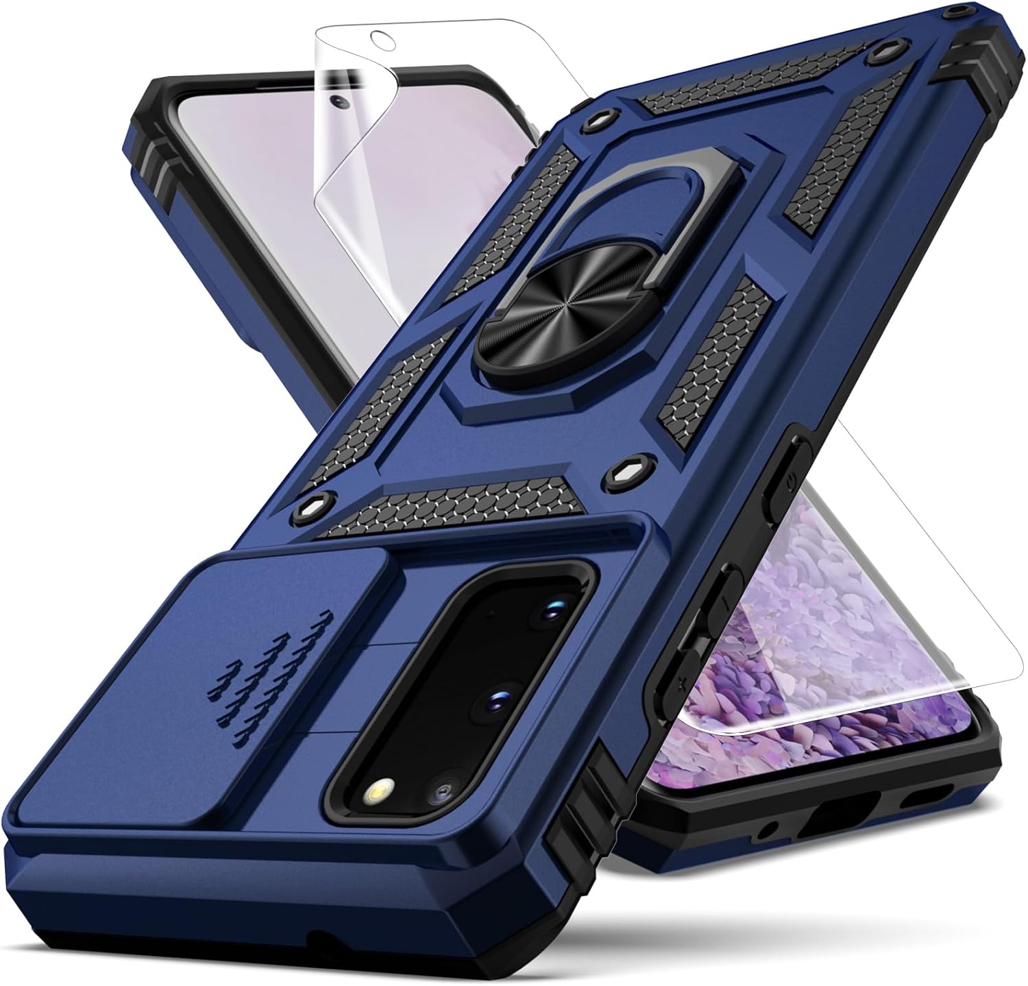 Funda para Samsung Galaxy S20, Galaxy S20 con cubierta deslizante para cámara HD, protección de cámara Soporte giratorio magnético Funda protectora