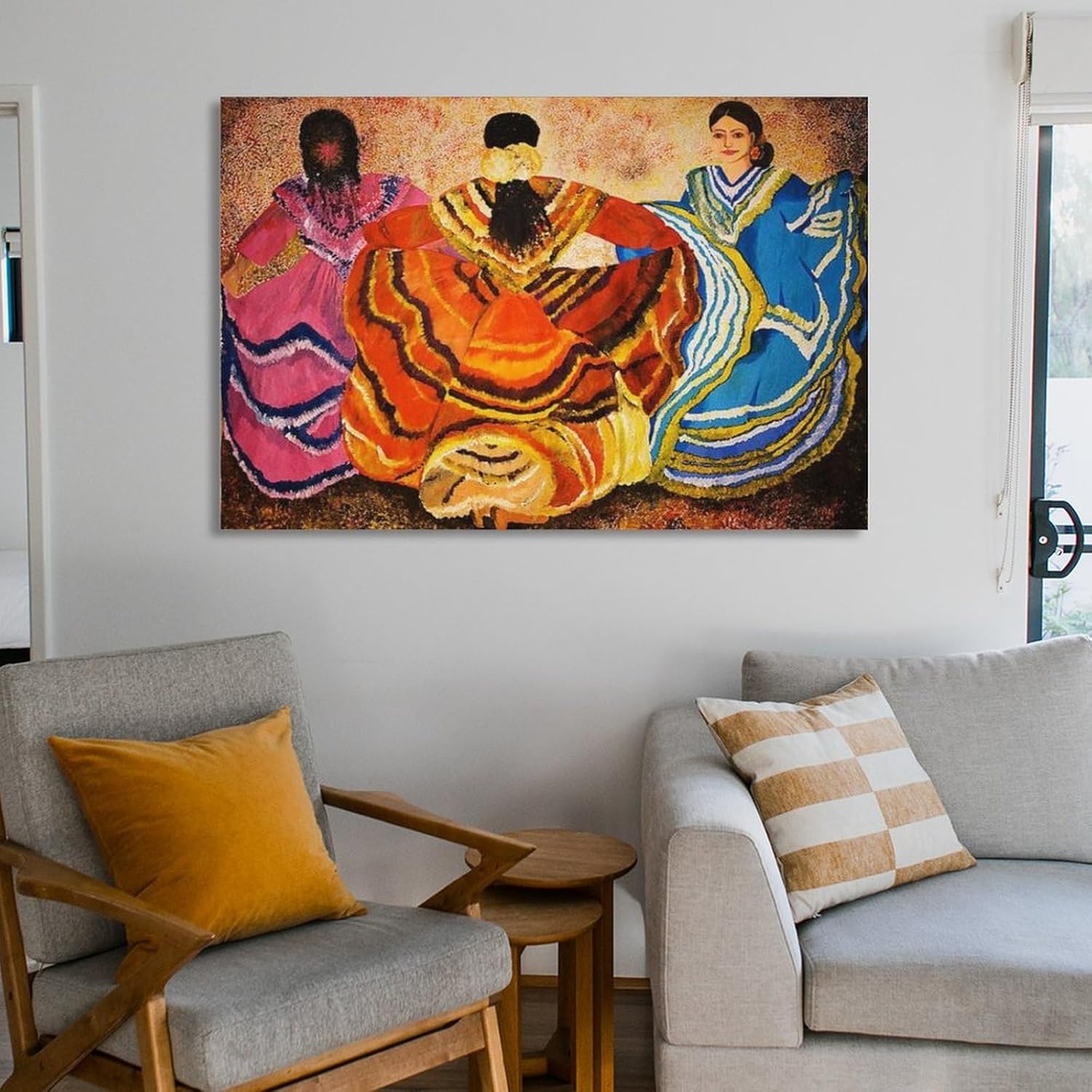 AAHARYA Lienzo artístico mexicano, arte nativo americano, pintura en lienzo, póster de arte de pared para dormitorio, sala de estar, decoración de