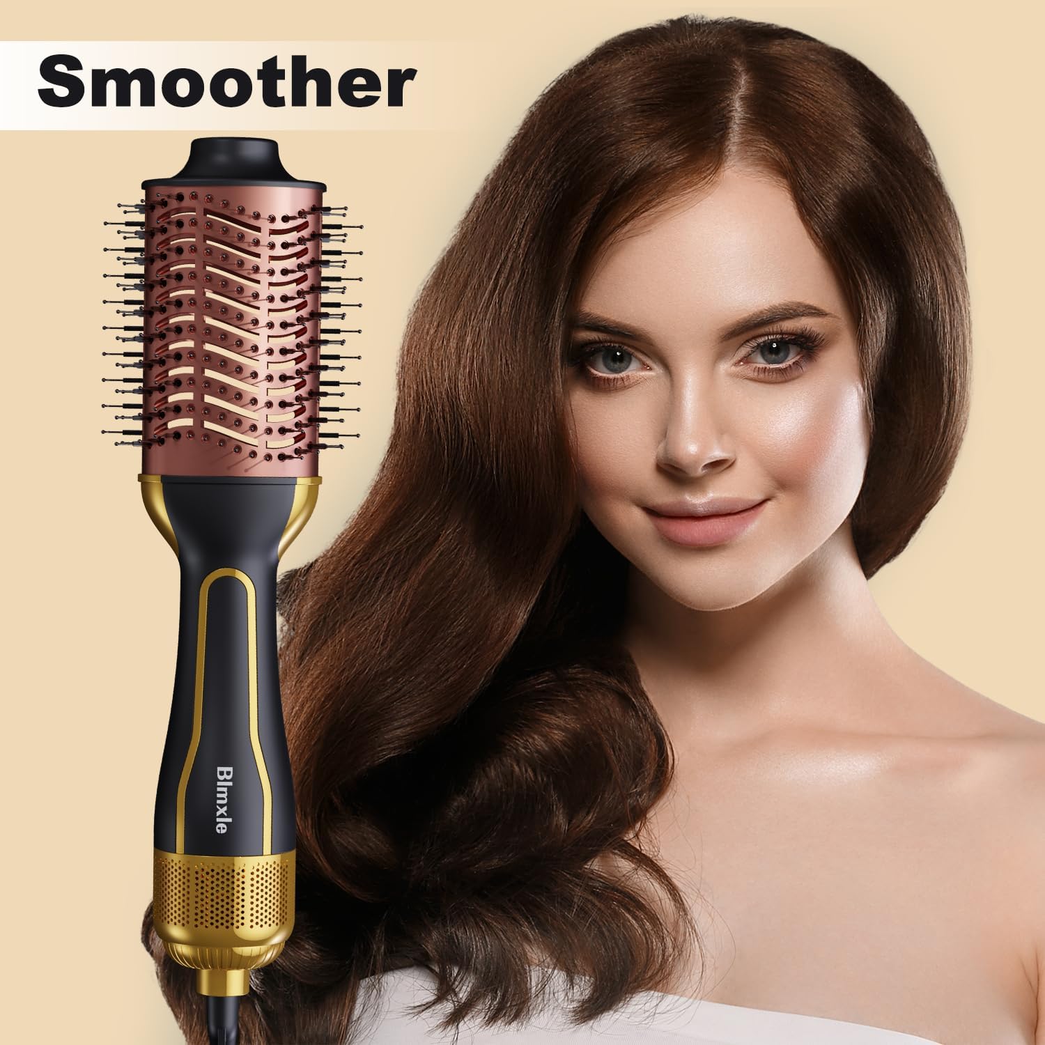 Blmxle Cepillo secador de pelo grande en uno, cepillo de iones negativos y voluminizador para mujeres, cepillo secador de pelo de un solo paso,