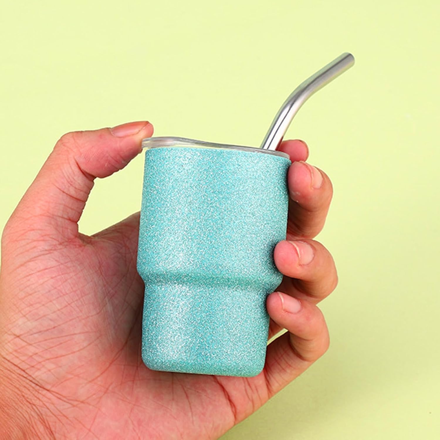 Lindos vasos de chupito con tapa, grado alimenticio, a prueba de fugas, resistente al calor, de acero inoxidable, con aislamiento, pajita, taza de