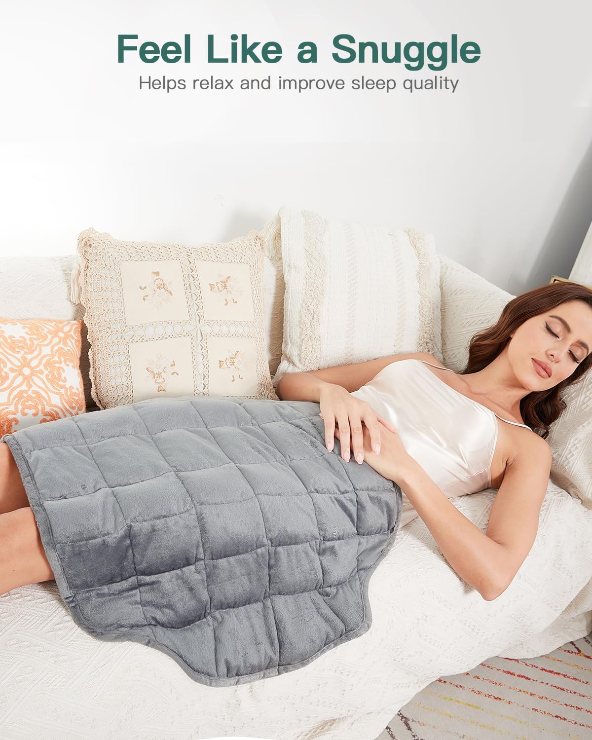 Lofus Manta con peso de 5 libras para adultos, transpirable y relajante manta con peso pequeña para viajes, relajación y siestas, lavable a máquina,