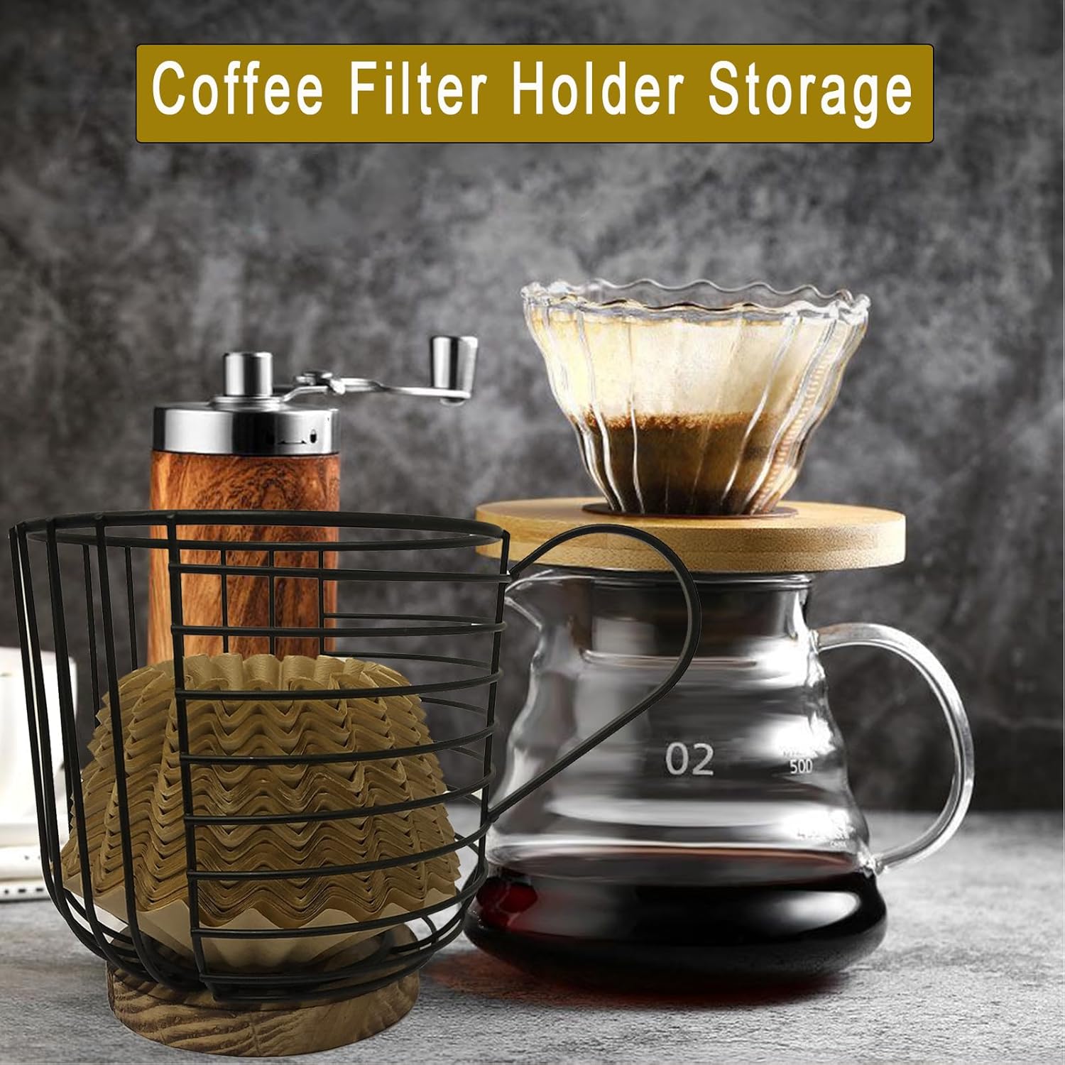 Soporte para cápsulas de café para mostrador, portavasos K para mostrador, soporte para filtro de café con base de madera, organizador de