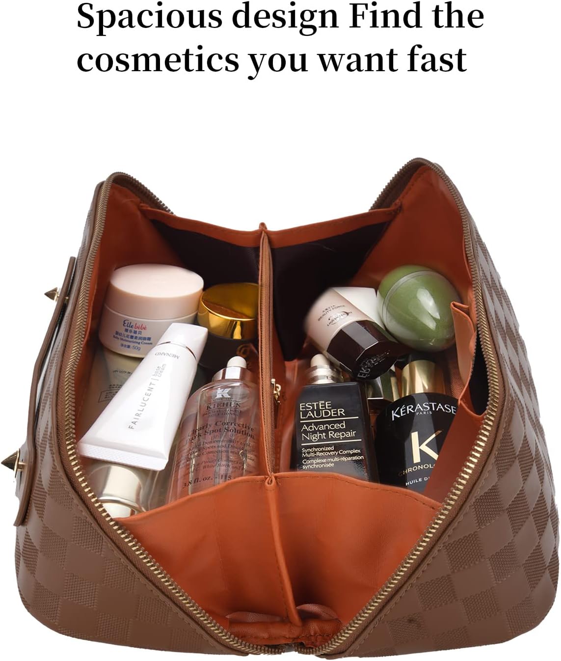 Bolsa de cosméticos – bolsa de cosméticos con patrón de verificación – bolsa portátil impermeable para el cuidado de la piel – bolsa de cosméticos