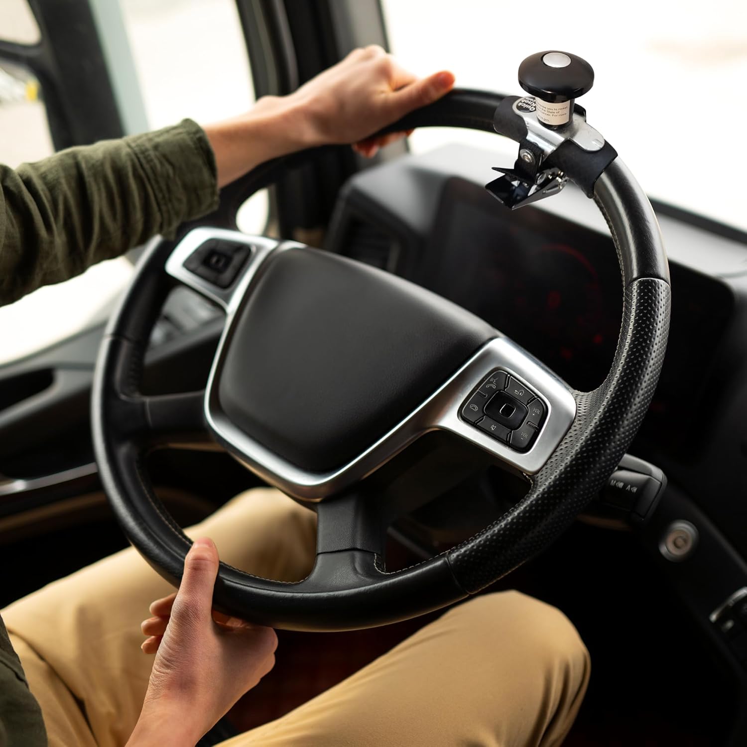 QUICK-KNOB Pomo giratorio para volante, liberación rápida y sin rodamientos para una larga vida útil, ideal para conductores de camiones, universal,