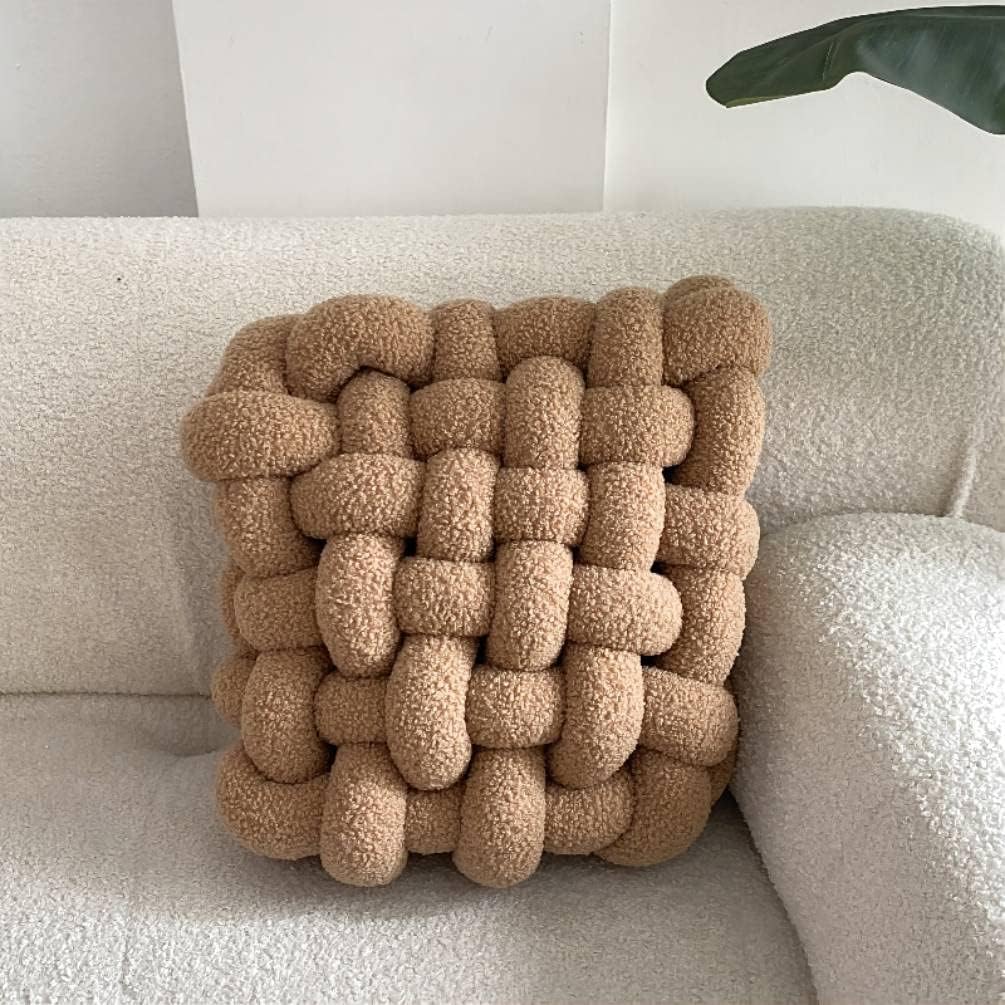Almohada cuadrada de felpa con nudo, cojín de peluche para decoración del hogar, oficina, sofá, jardín, automóvil, almohadas para habitación de