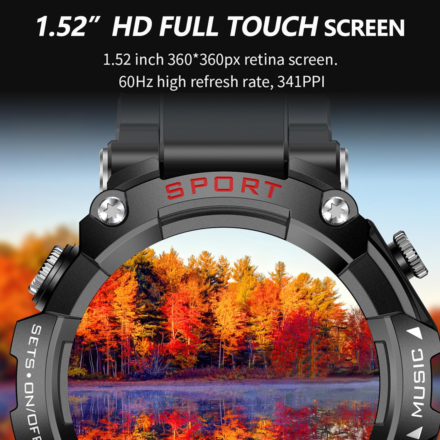 YPSDOOWKJ Reloj inteligente con auriculares, pantalla redonda táctil completa de 1.52 pulgadas, rastreador de fitness, auriculares dentro del reloj