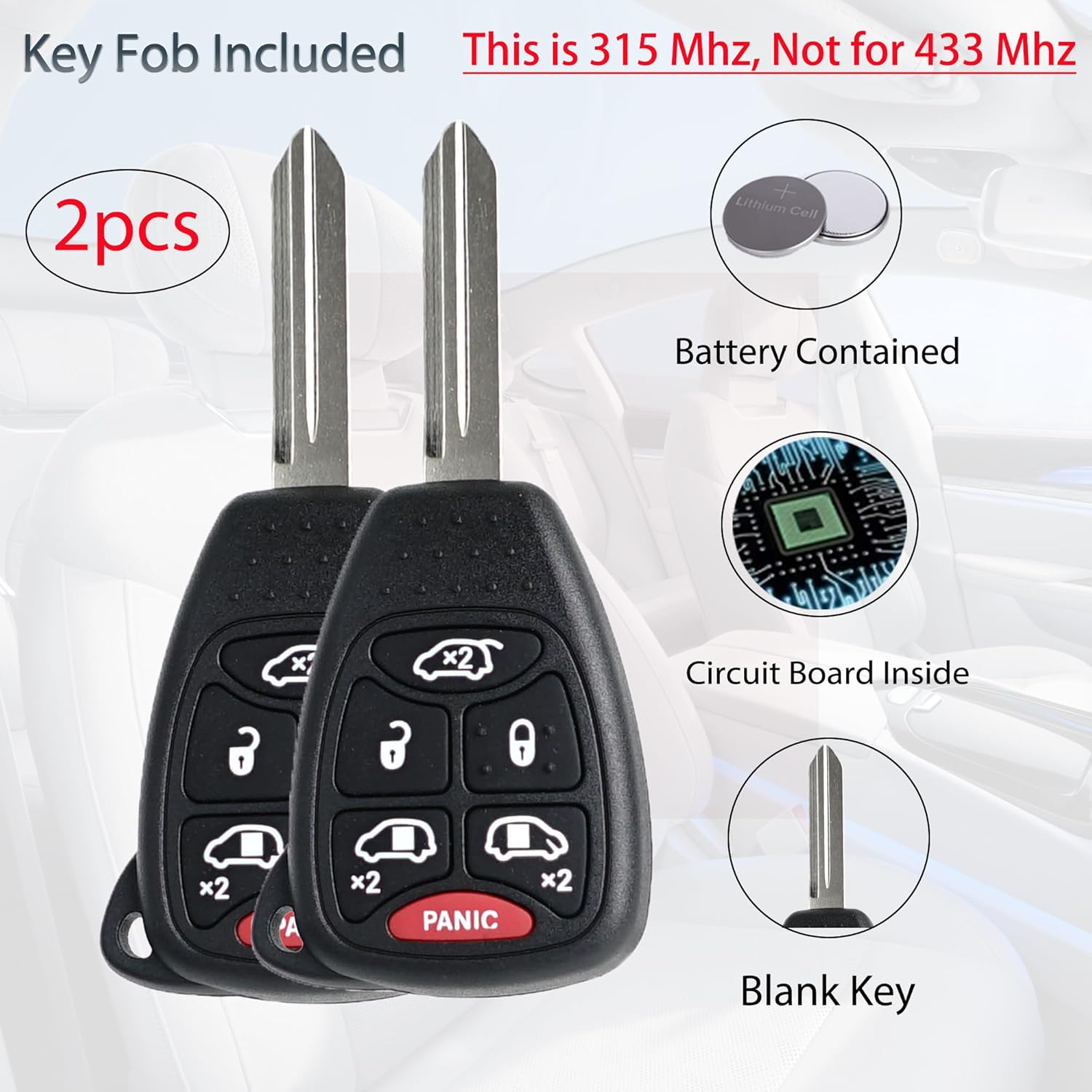 Llavero de entrada sin llave compatible con Chrysler Town & Country Dodge Grand Caravan 2004 2005 2006 2007 Reemplazo de control remoto 05183683AA