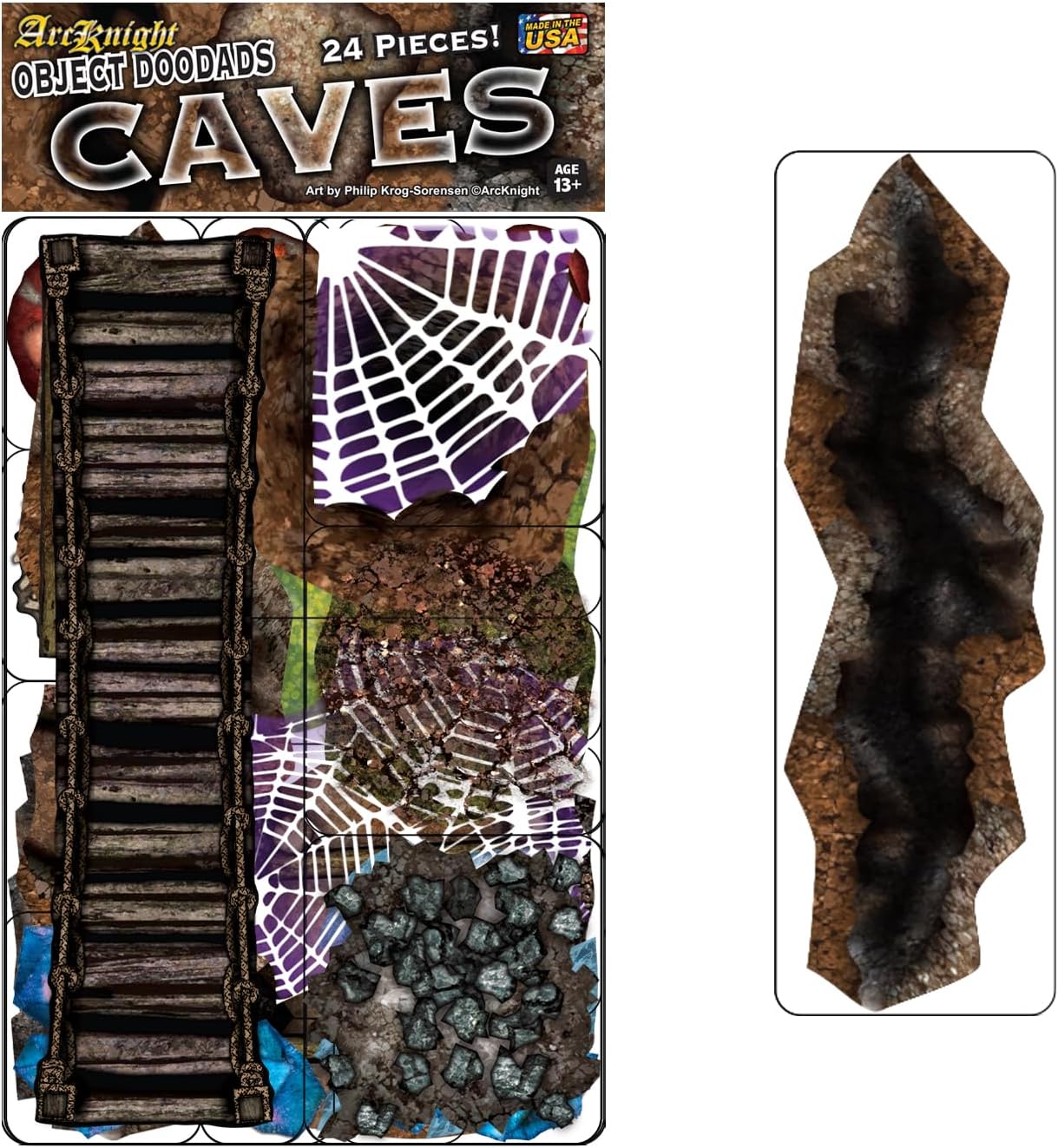 Cuevas – 24 piezas de doble cara para cuevas y terrenos para principiantes y maestros por igual – Objetos de juego de rol para Calabozos y Dragones