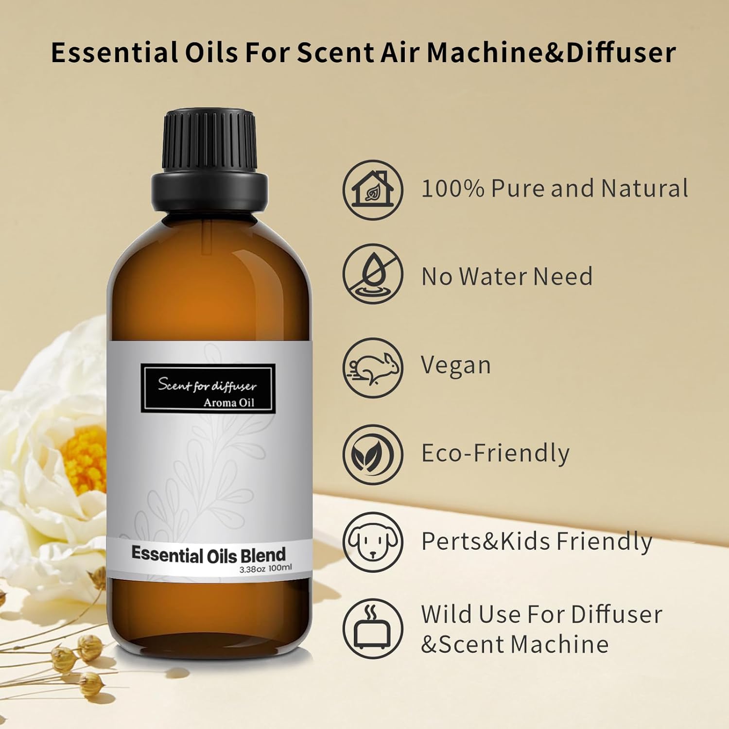 Aceite esencial para máquina de aire aromático para el hogar, aromas de lujo para el hogar, aroma de hotel para difusor de aroma, 3.4 fl oz de