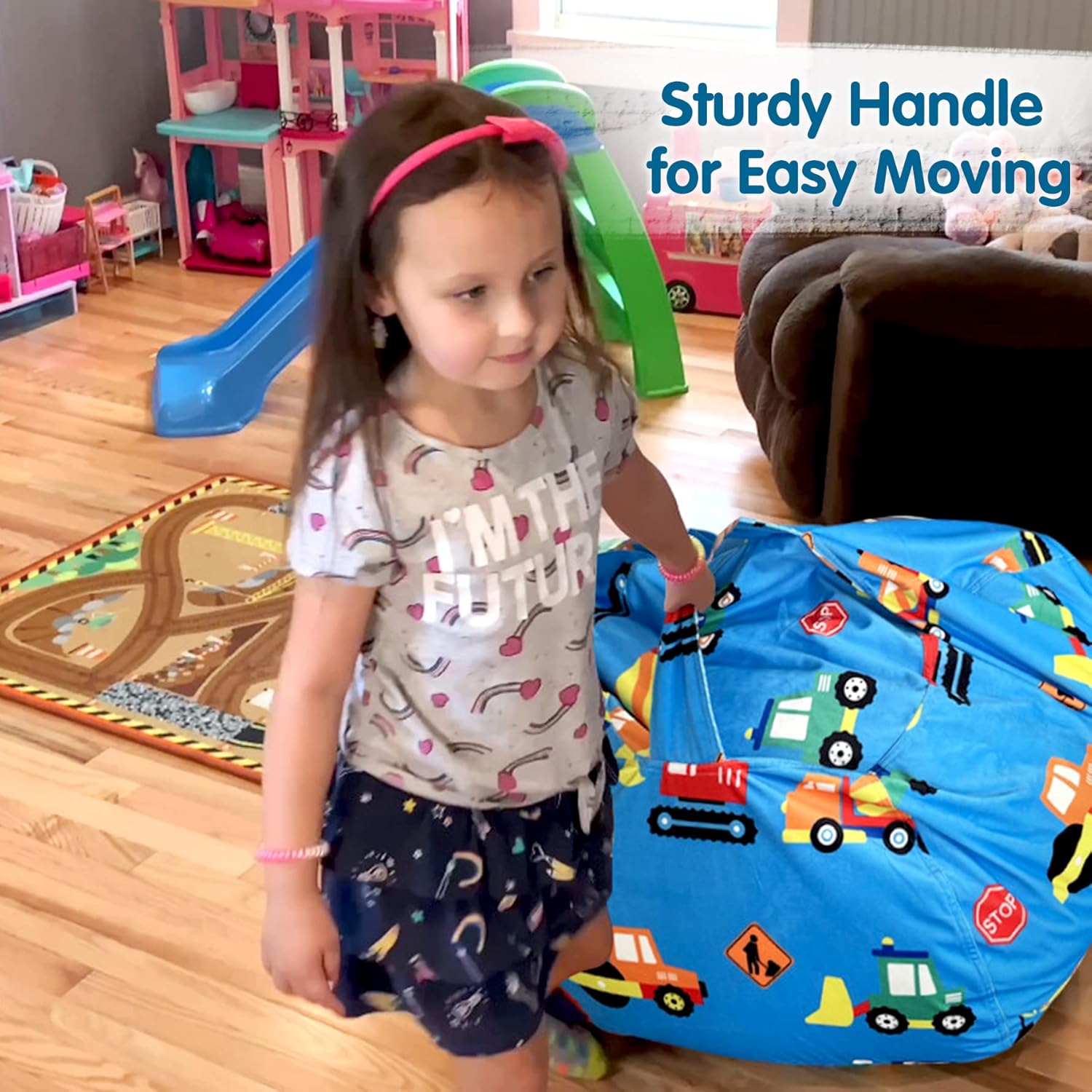 Lukeight Funda para silla puf de almacenamiento de animales de peluche para niños, funda para silla puf con cremallera para organizar habitaciones