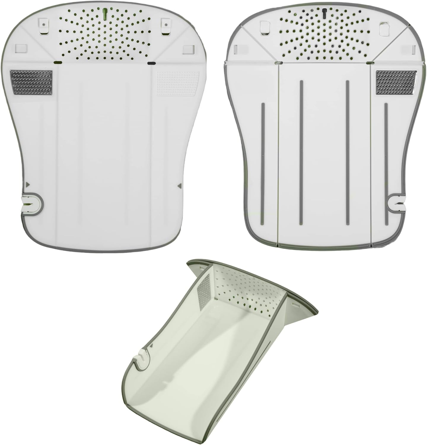Prime Picks – Tabla de cortar plegable 6 en 1, tabla de cortar de plástico multifuncional para cocina con rallador (blanco)