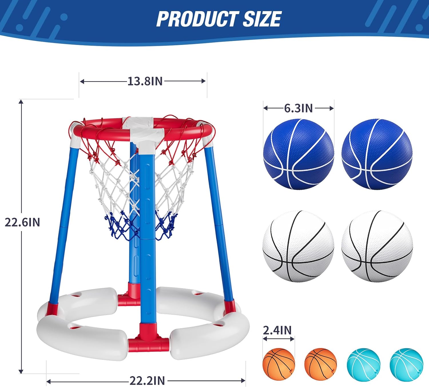 HYES Aro de baloncesto flotante sin tablero, rojo
