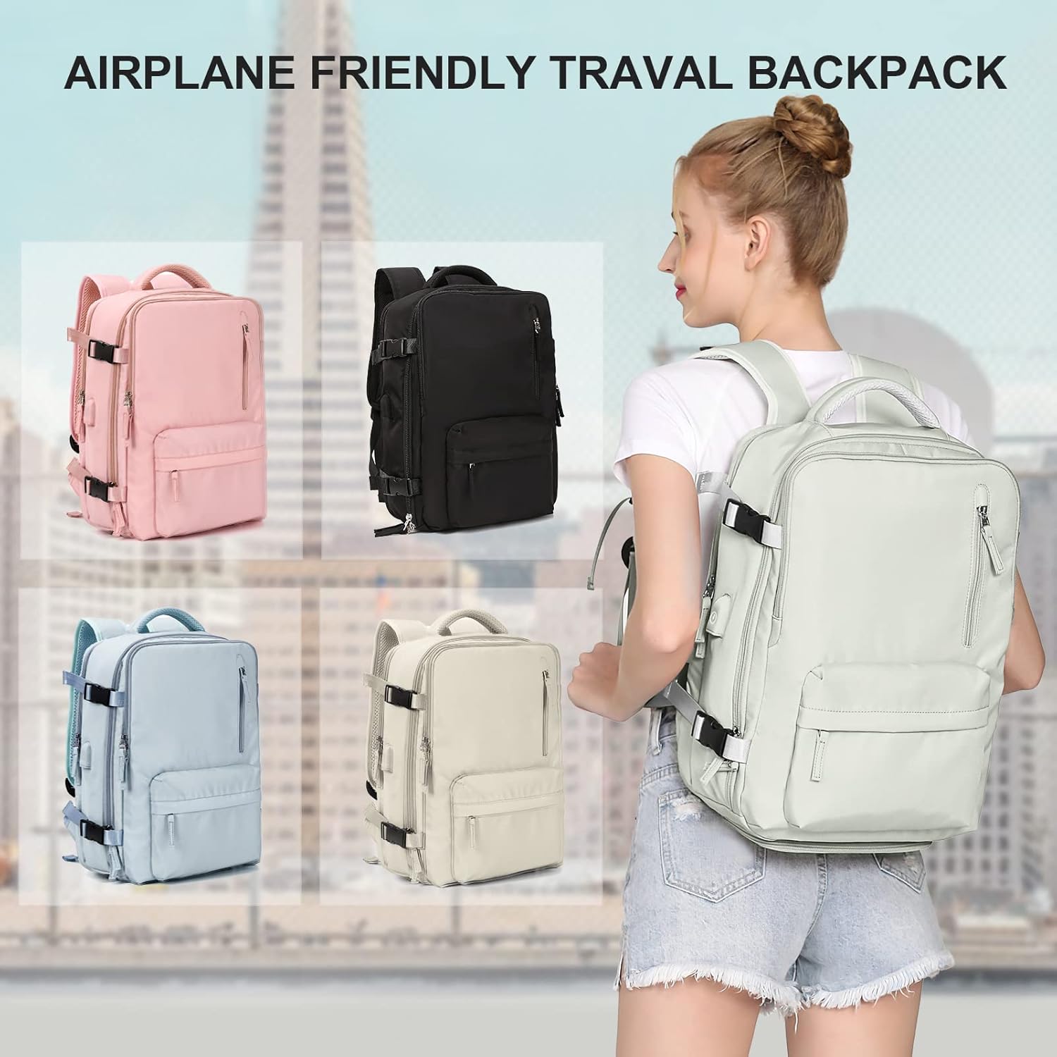 WONHOX – Mochila grande, aprobada para vuelo, unisex, para viajes, trabajo, negocios o laptop