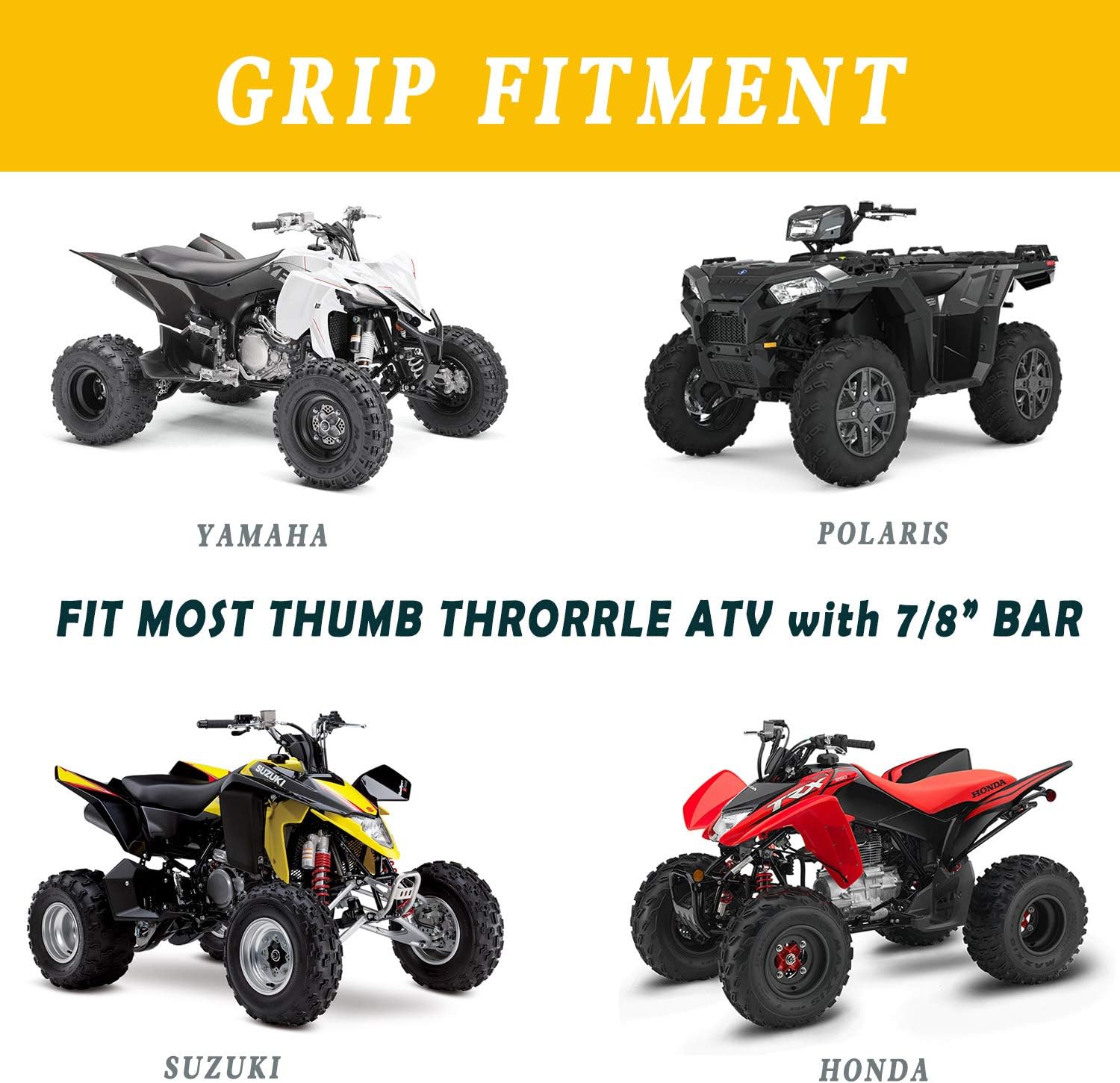 Empuñaduras universales para manillar de 78 pulgadas, agarre de goma suave para motocicleta, para ATV Polaris Thumb Throttle Kid Youth 4 Wheeler