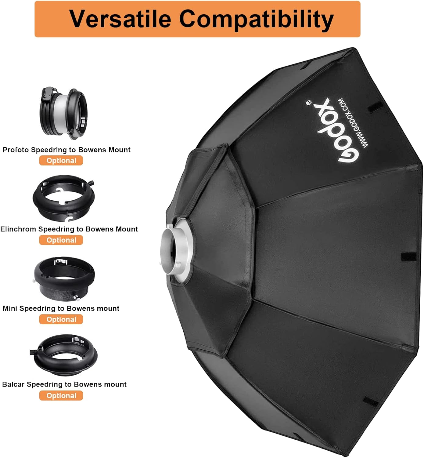 Godox Octagon Softbox 55″ 55.1 in Bowens Mount para Monolight Photo Studio Strobe Iluminación