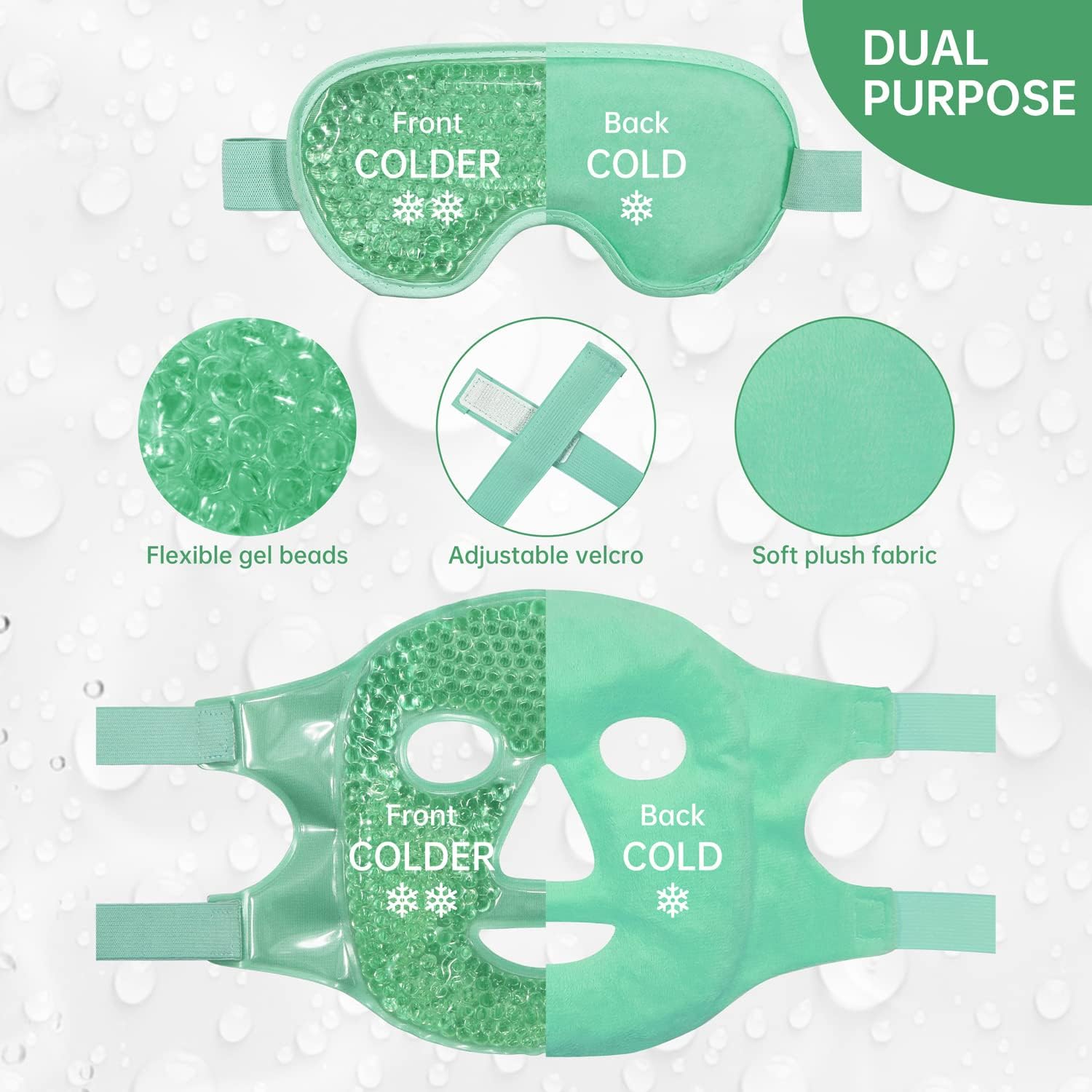 Máscara facial de hielo refrescante para reducir la hinchazón, bolsas debajo de los ojos, senos nasales, enrojecimiento, alivio del dolor, ojeras,