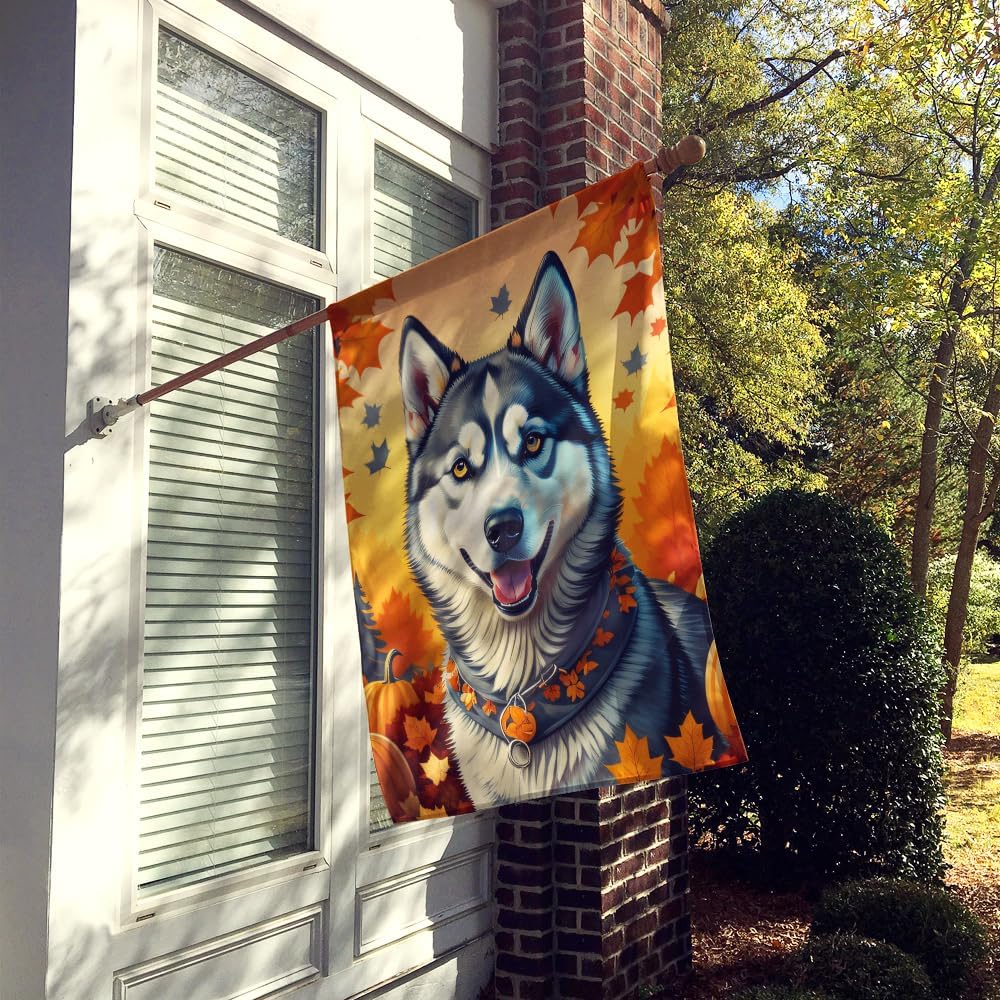 Caroline’s Treasures DAC1074CHF Siberian Husky Fall House Flag Large Porch Sleeve Pole Decorative Outside Yard Banner Artwork Wall Hanging,
