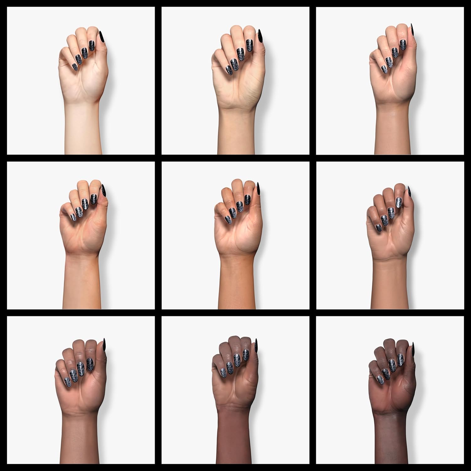 Sally Hansen, Insta-Dri – Esmalte para uñas en color negro con brillos, tono Powerslide
