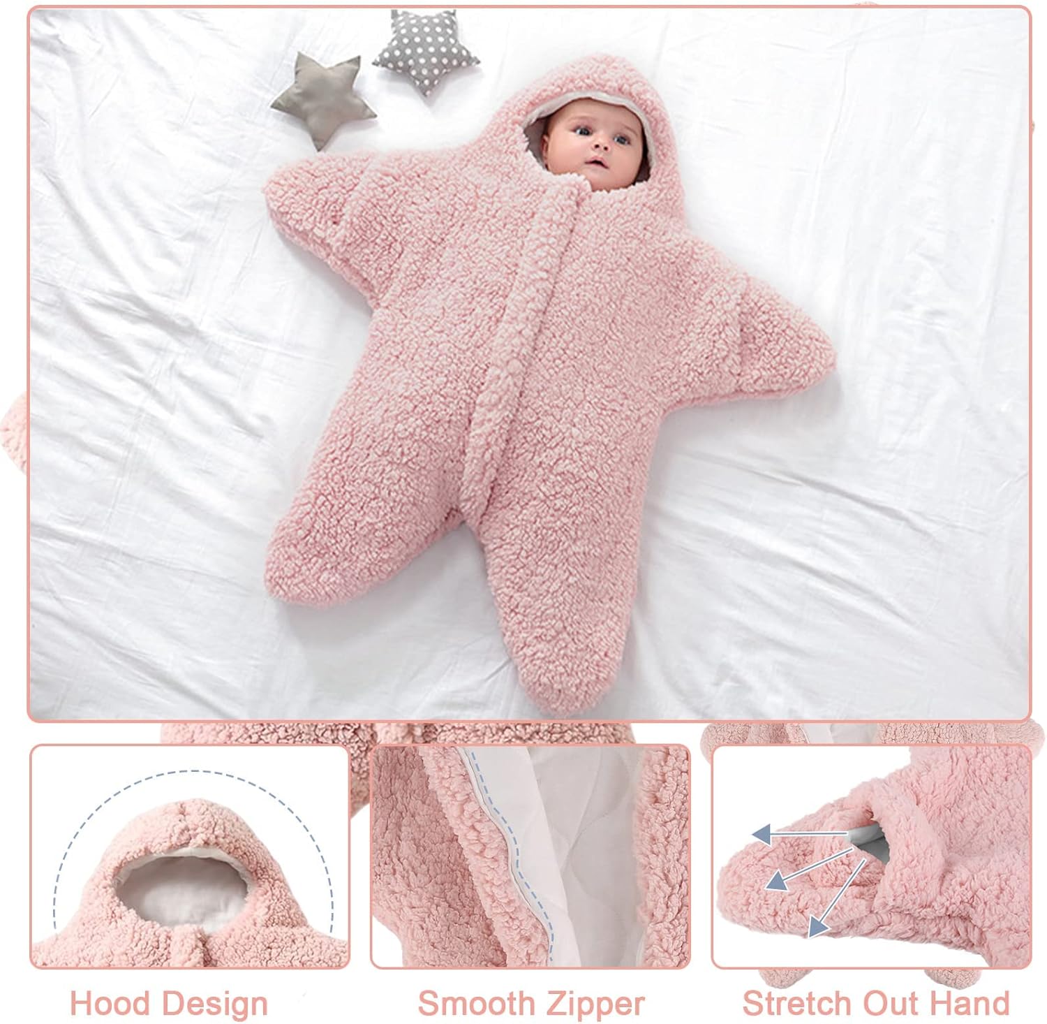 Manta de cochecito para dormir para bebé, a prueba de viento, con diseño de estrella de mar, cálido traje de nieve para bebés recién nacidos,