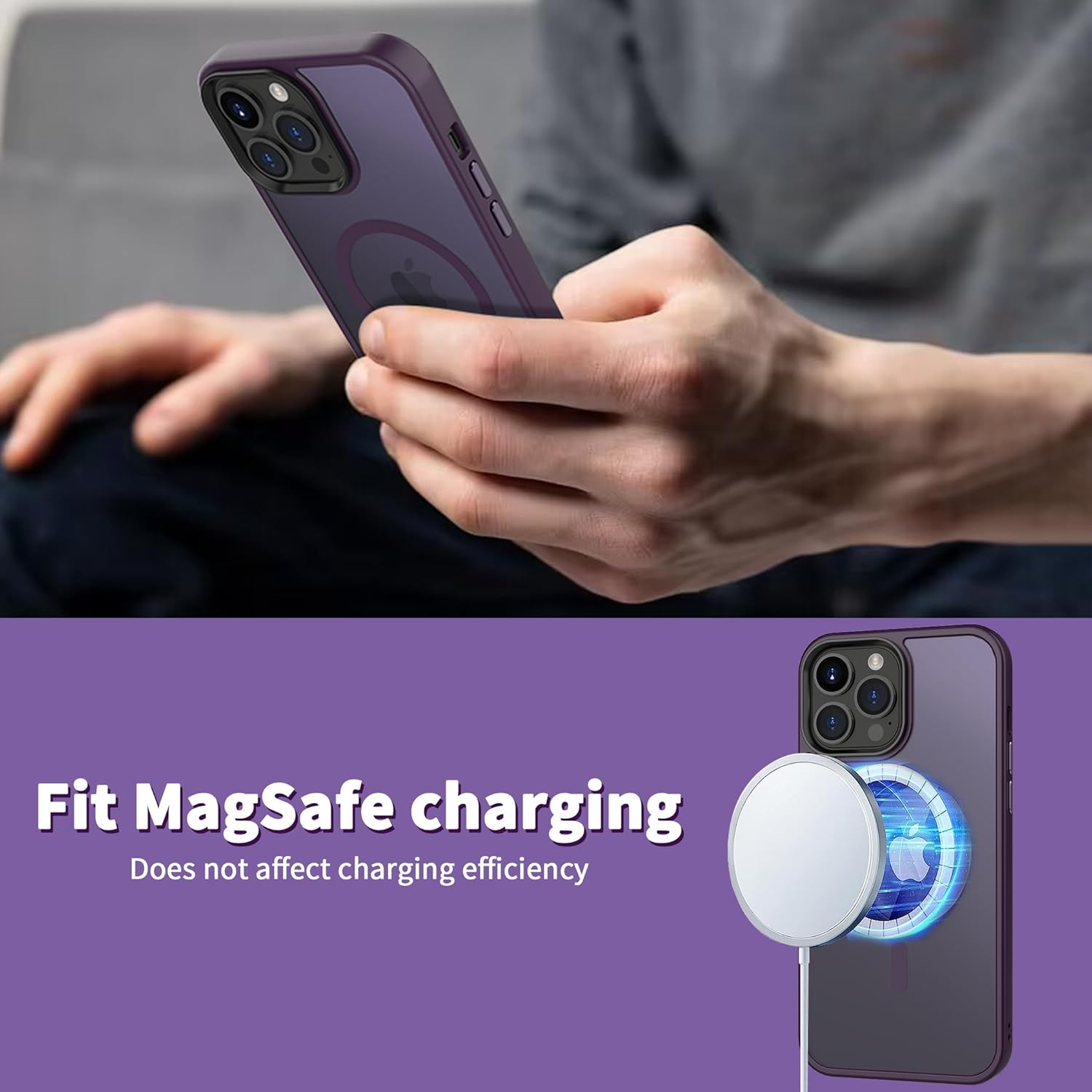 CACOE Funda magnética para iPhone 14 Pro de 6.1 pulgadas, compatible con MagSafe y soporte magnético para teléfono de automóvil, funda delgada de