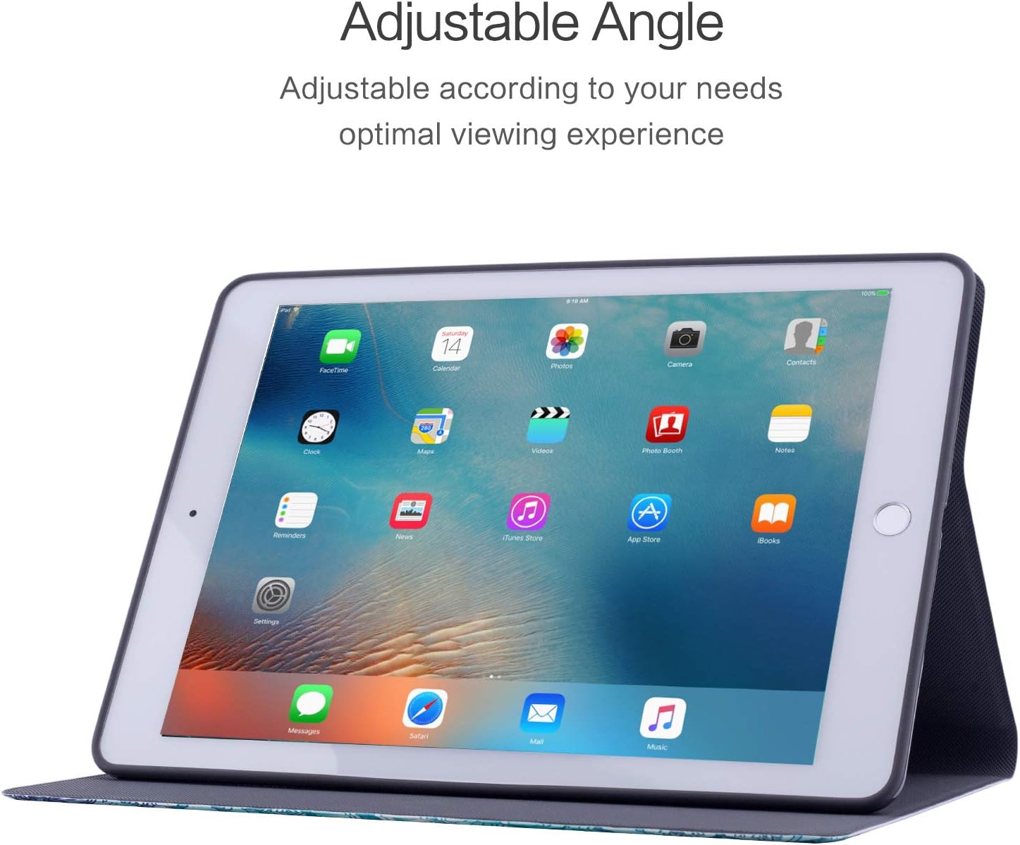 Vimorco Funda para iPad 9.7 20182017. Funda de piel tipo libro para Apple iPad 9.7 pulgadas, soporte de múltiples ángulos de visión, también