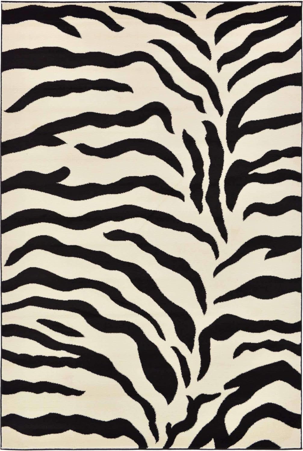 Unique Loom Wildlife Collection – Alfombra de área inspirada en animales con diseño de cebra, 6 x 9 pies, marfilnegro