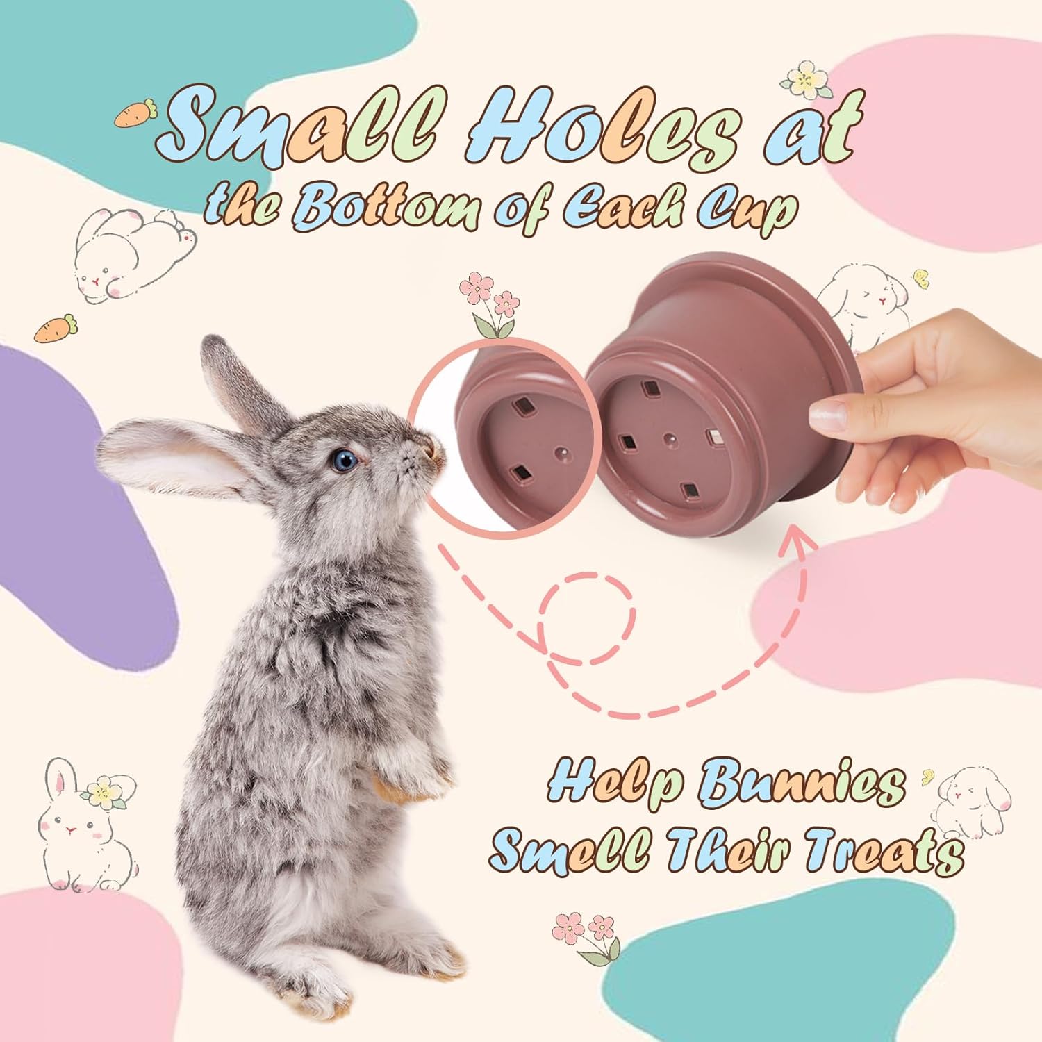SKYWHALE Vasos apilables para conejos, 8 juguetes apilables de conejo, contenedor de plástico para anidar mascotas, juego de enriquecimiento de