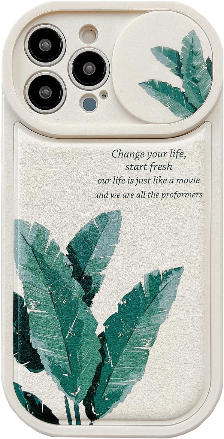 Funda protectora para iPhone 11 Pro Max, diseño de hojas de plátano con protector de lente de cámara para mujeres y niñas