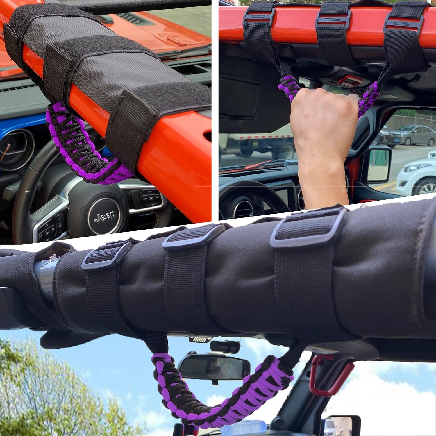 4 asas de agarre para Jeep Wrangler YJ TJ JK JKU JL JLU Sports Sahara Freedom Rubicon Unlimited X Gladiator JT 1955-2022 UTV ATV Paracord accesorios