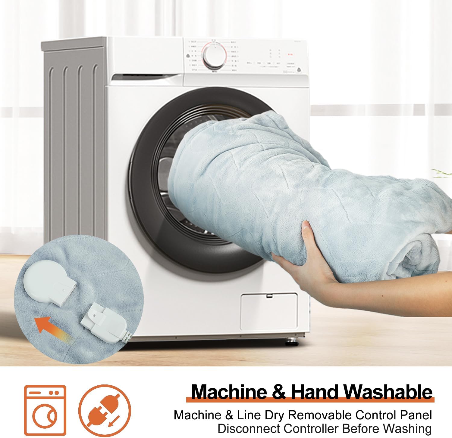 Manta térmica, manta eléctrica, lavable a máquina, suave y cómoda, manta de calentamiento rápido con controlador de mano, 6 niveles de calefacción,