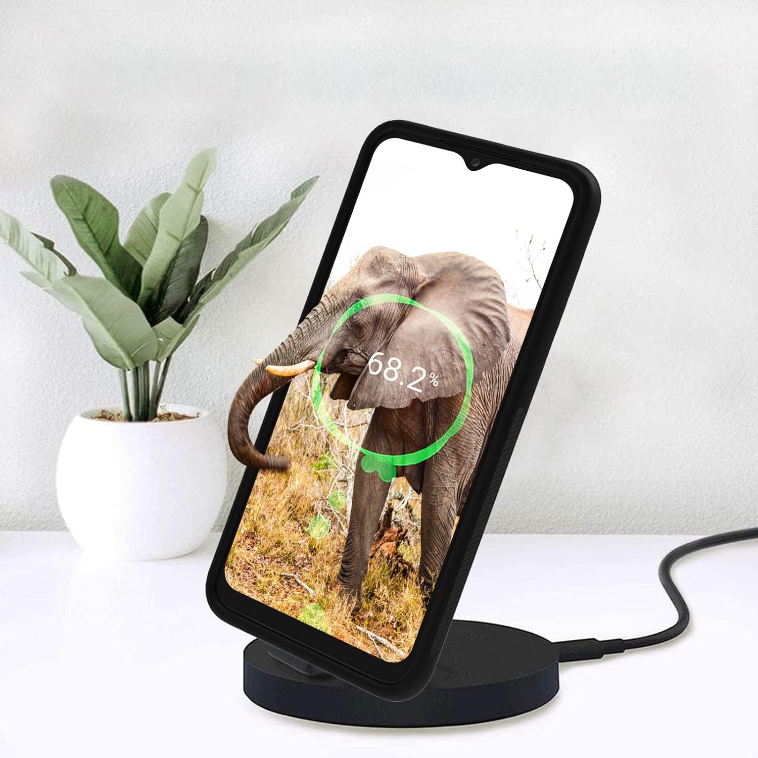 Funda para teléfono Motorola Moto G Play 2023 con protector de pantalla de vidrio templado delgado, cubierta negra, diseño elegante de flores rosas