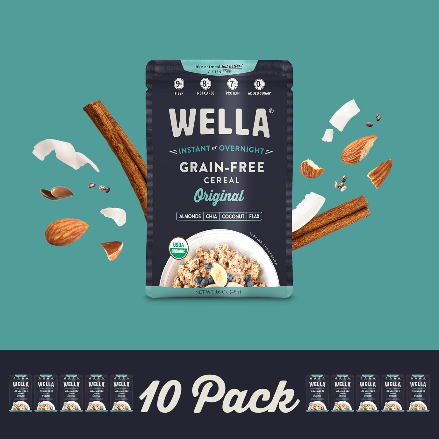 Wella Alternativa a avena de cereales sin cereales  Cereal orgánico, vegano con alto contenido de proteínas y sin gluten  Paleo a base de plantas
