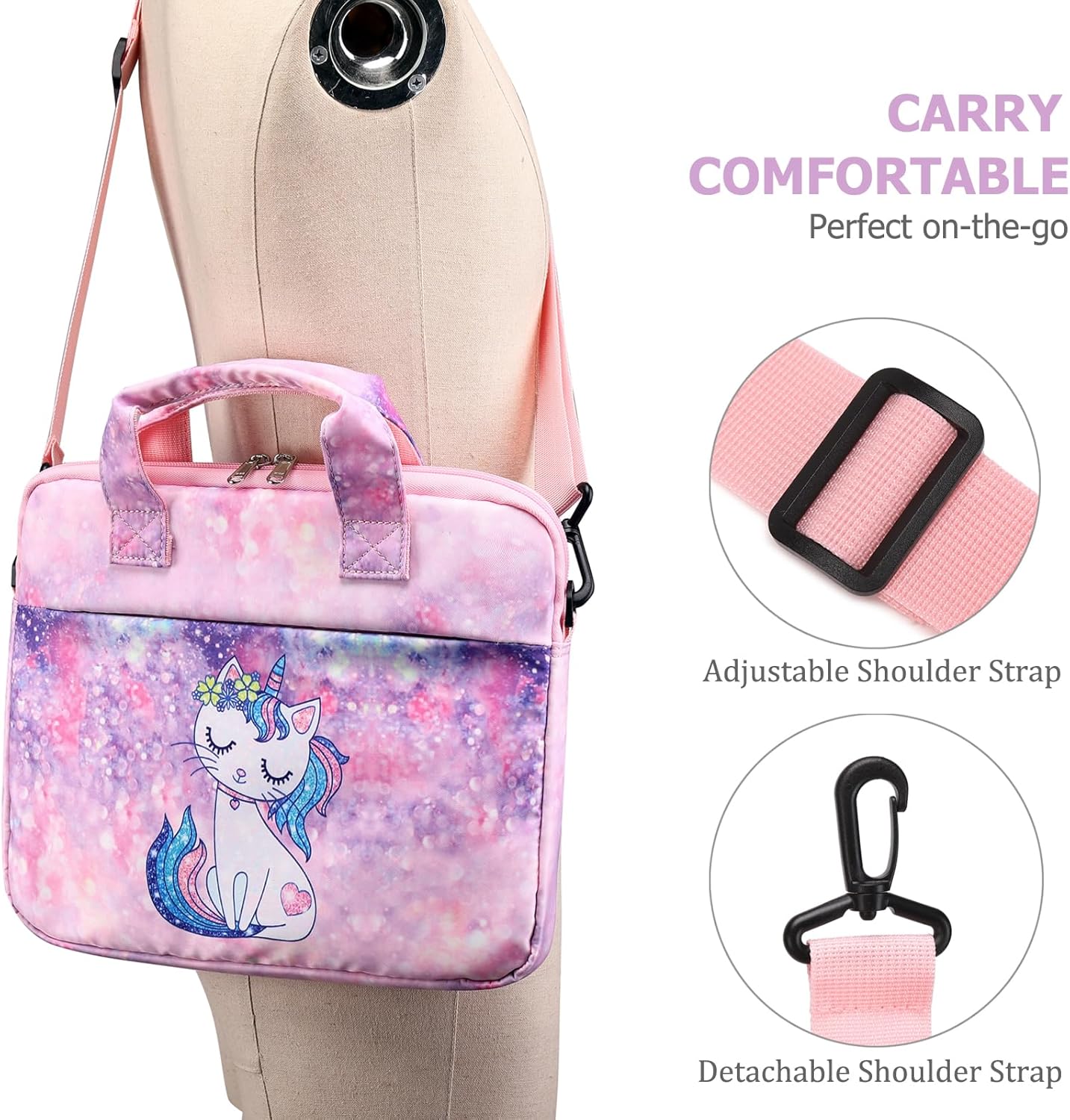 JIANYA Funda para tableta para niños, bolsa de transporte para iPad con correa para el hombro, bolsa de tableta de 10-12.5 pulgadas para niños