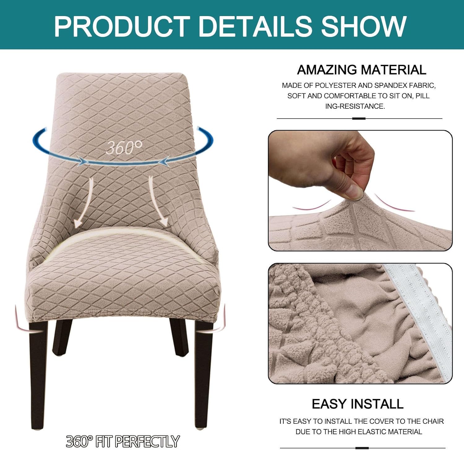 Funda elástica para silla lateral con respaldo de ala, de jacquard sin brazos, fundas para sillas de cocina, comedor, fundas protectoras lavables