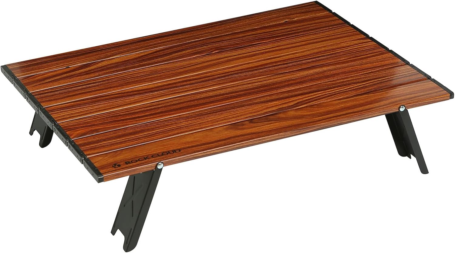 ROCK CLOUD Mesa de playa compacta portátil de aluminio ultraligera mini mesa de camping plegable (grano de madera – grande)