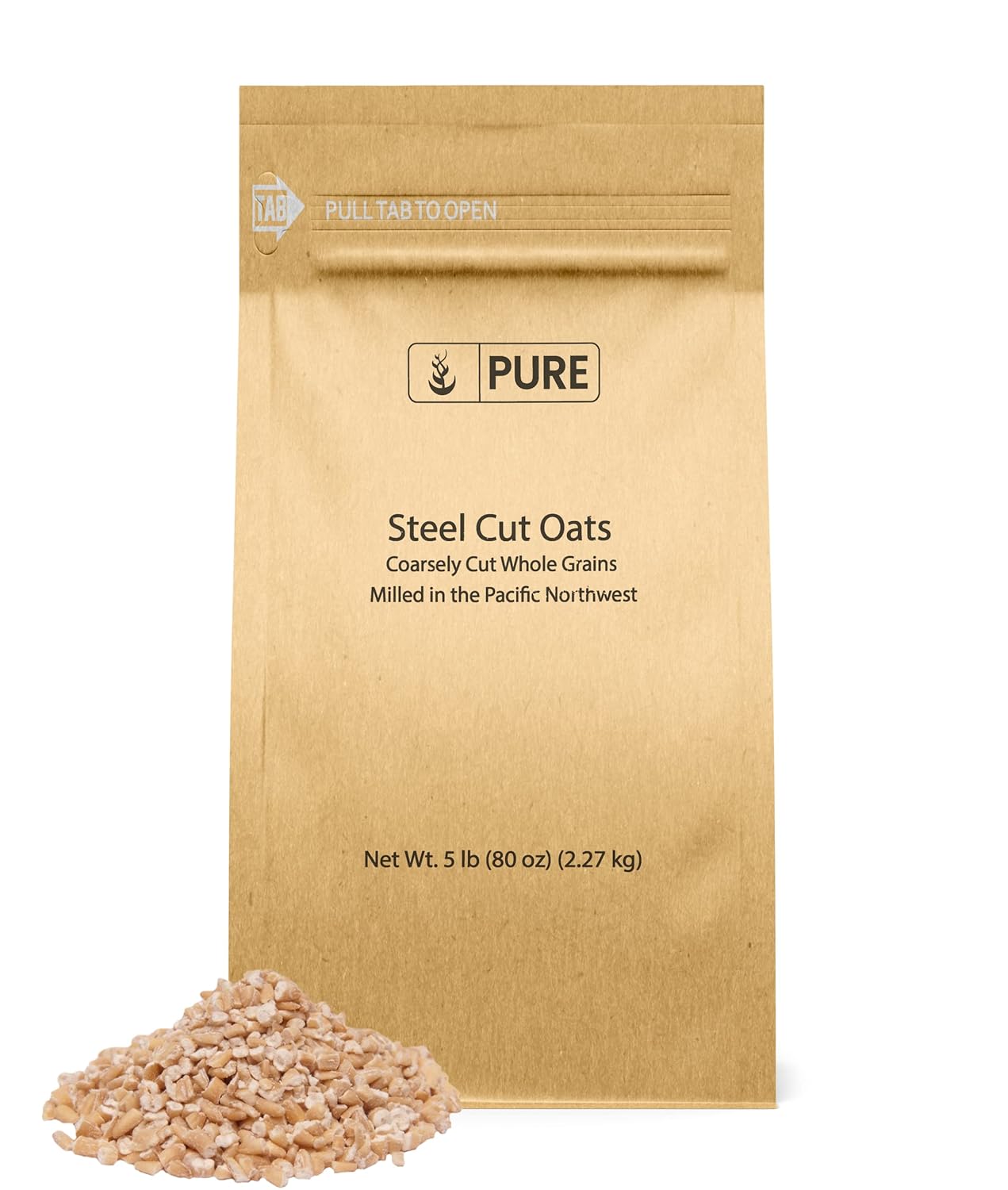 Pure Original Ingredients Avena cortada al acero (5 lb) avena irlandesa, embalaje ecológico