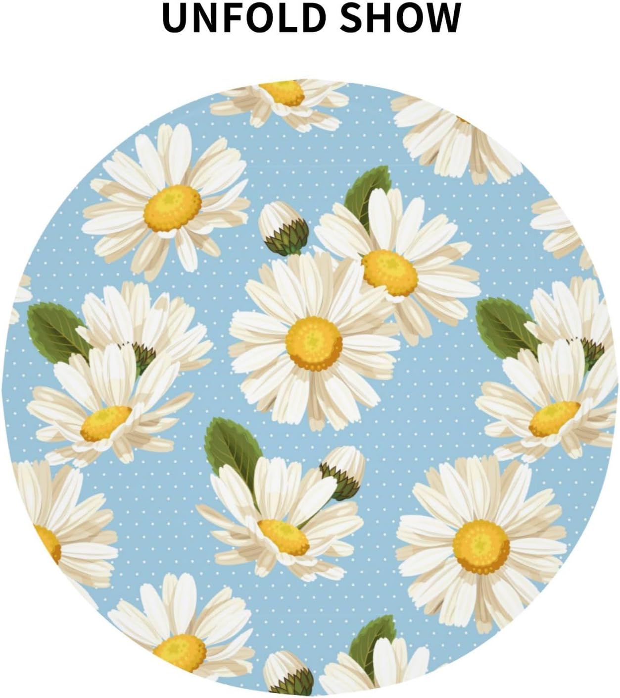 Daisy Tablecloth Round Table Cloths 60 Inch Wrinkle Resistant Picnic Table Covers Washable for Kitchen Party Fall Decorations for Home