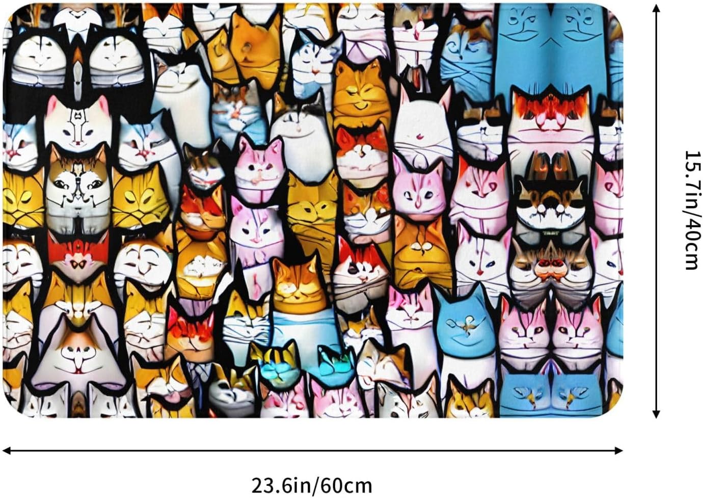 Felpudo de puerta con diseño de gatos de dibujos animados, para exteriores, para el piso de entrada del hogar, fácil de limpiar, felpudos de patio,