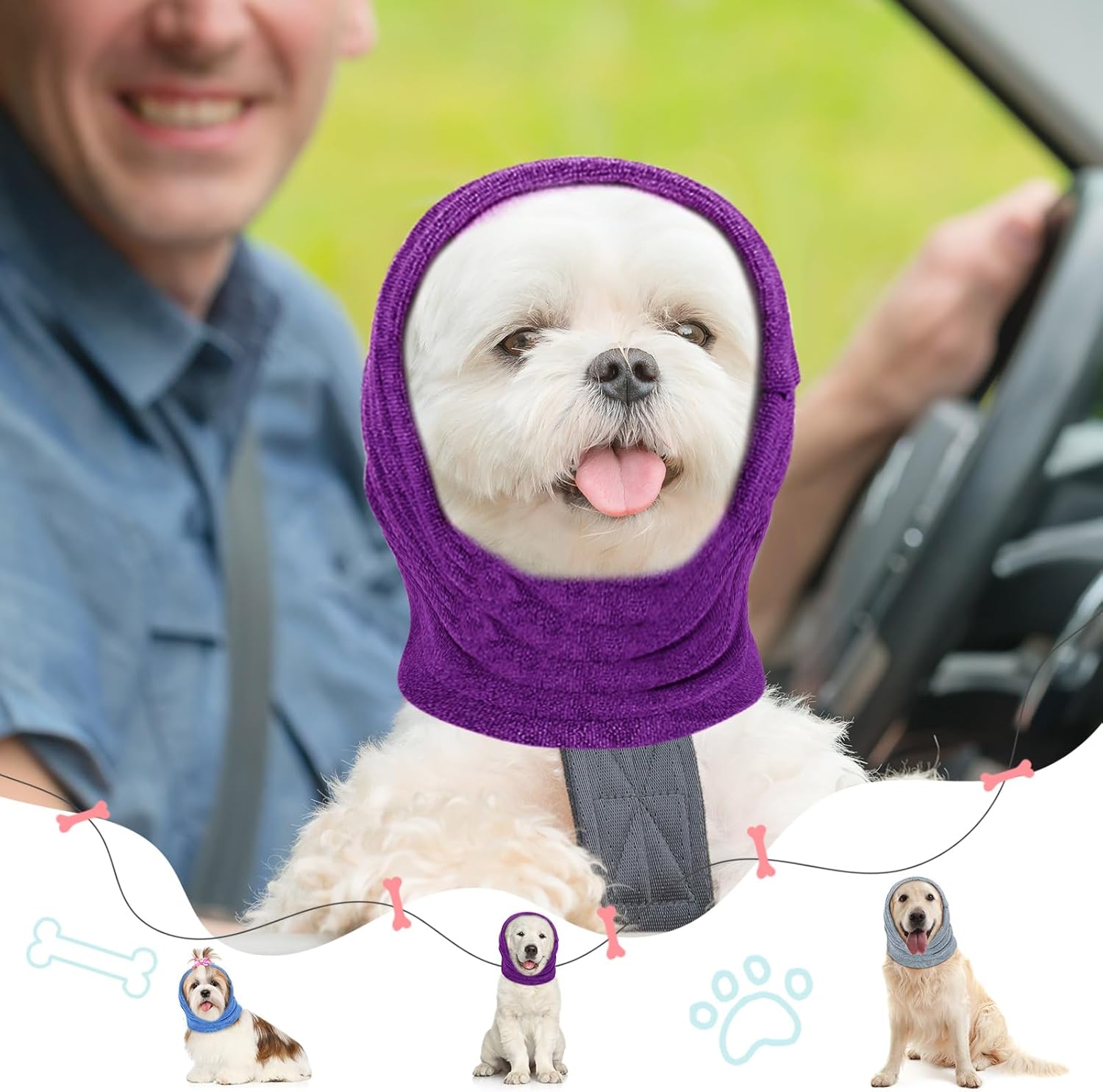 3 fundas para orejas de perro para baño, orejeras de perro, protección contra el ruido, envoltura gruesa para la cabeza de perro, 3 tamaños, orejas